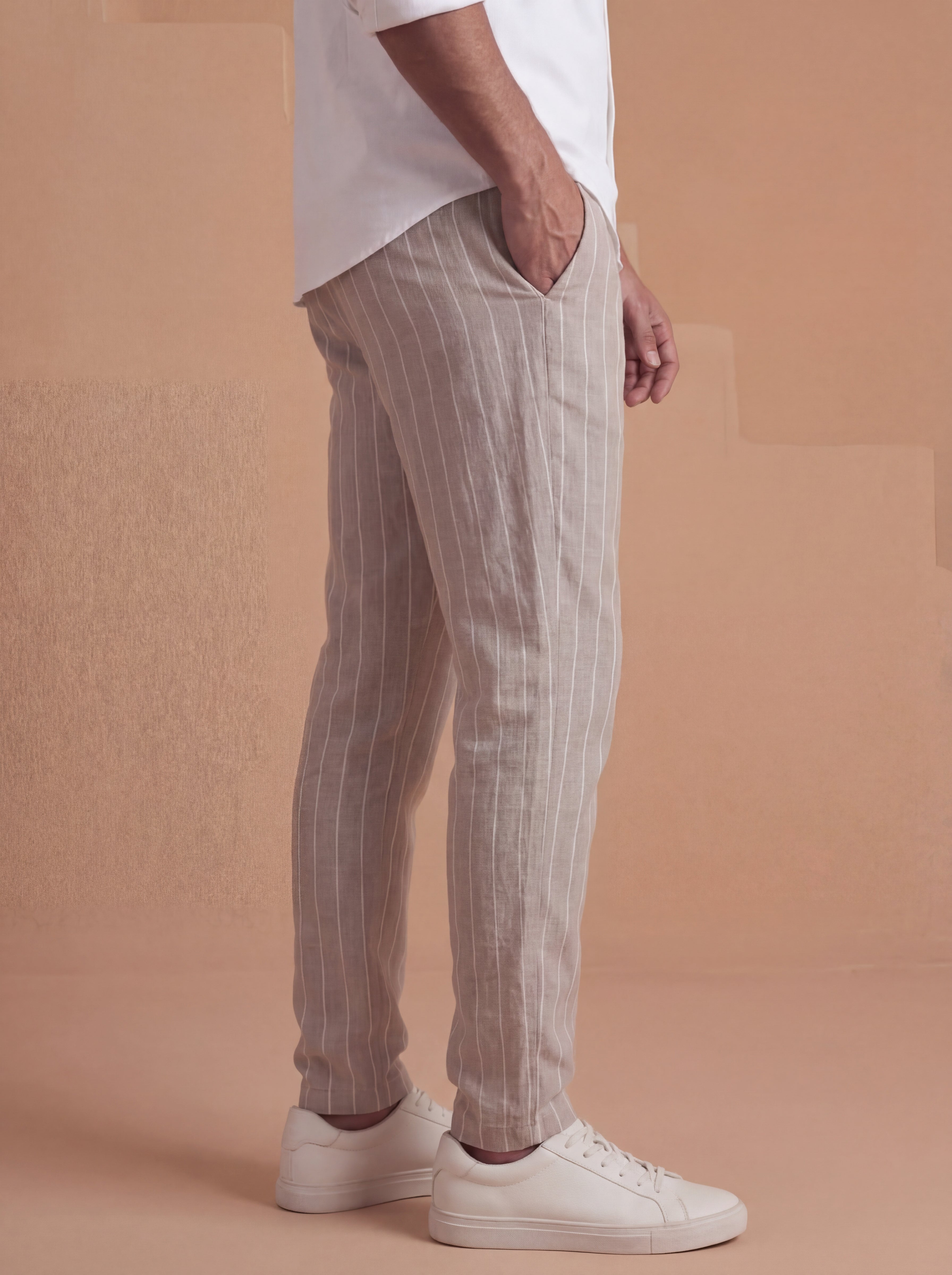 Grey Striped All Day Tapered Pants