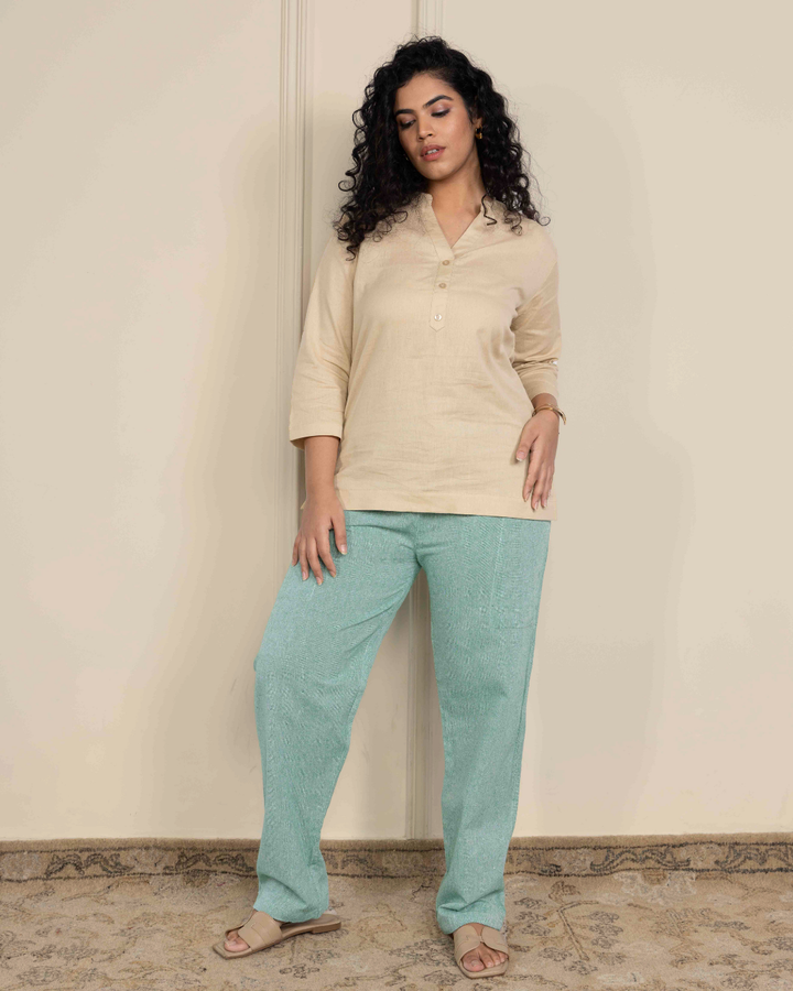 Green Women Straight Fit Cotton Pants