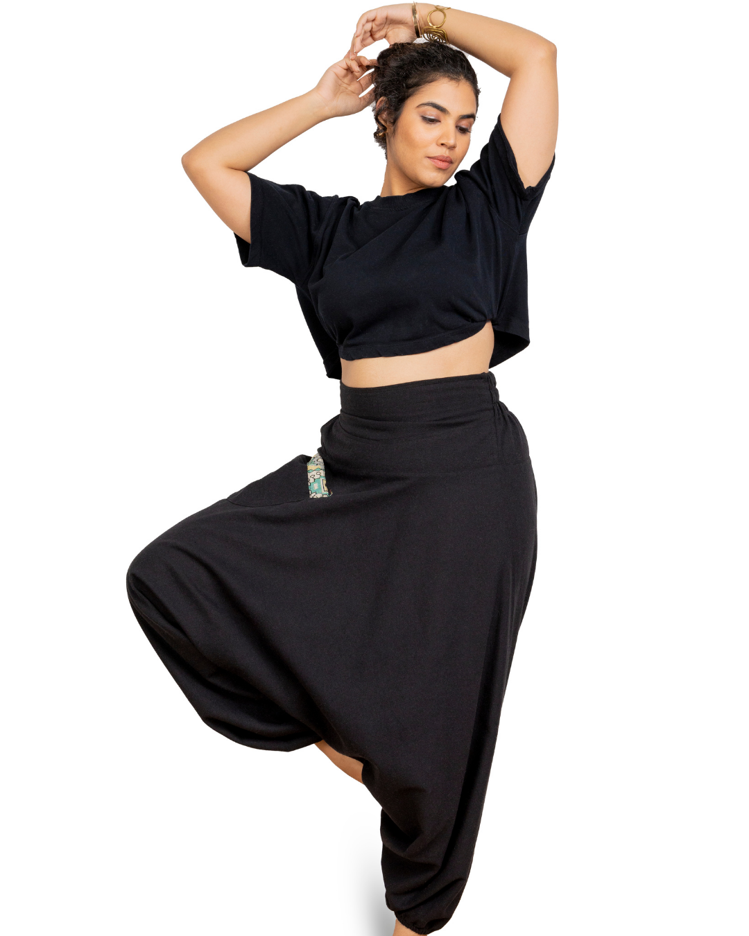 Black Women Loose Fit Cotton Harem
