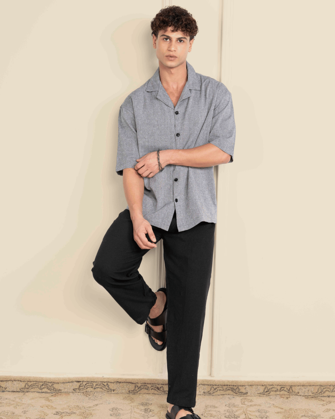 Black Straight Fit Cotton Pants