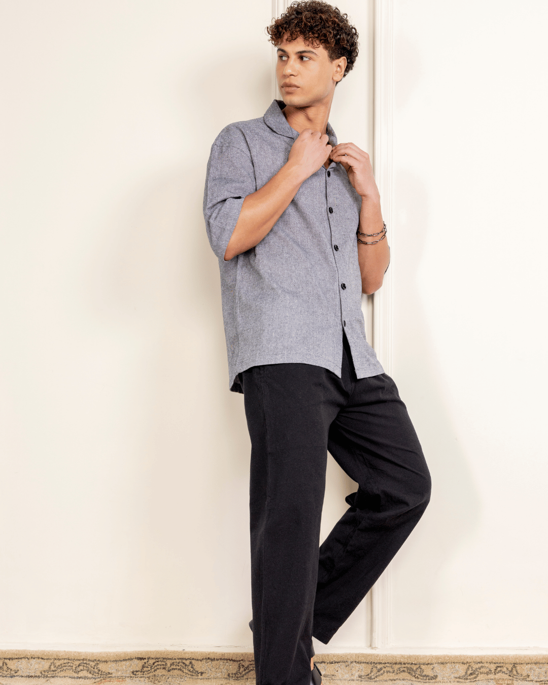 Black Straight Fit Cotton Pants