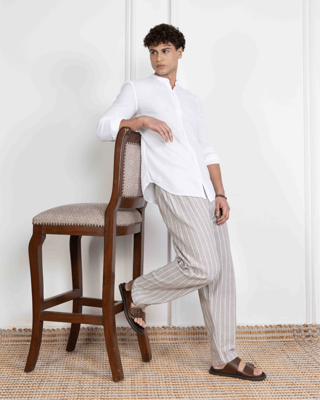 Grey Stripes Straight Fit Cotton Pants