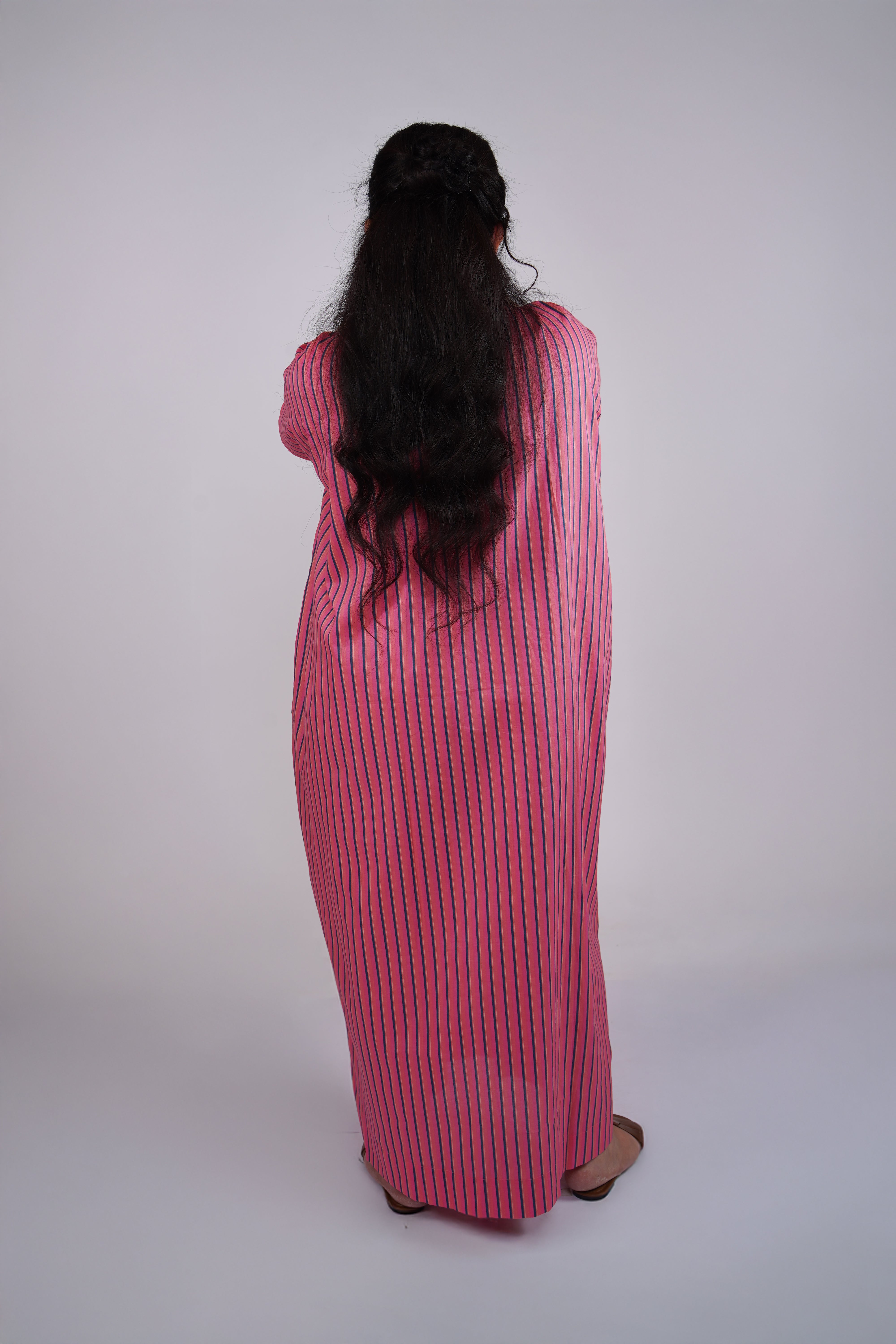 Aqua Green Striped Airy & Flowly Kaftan