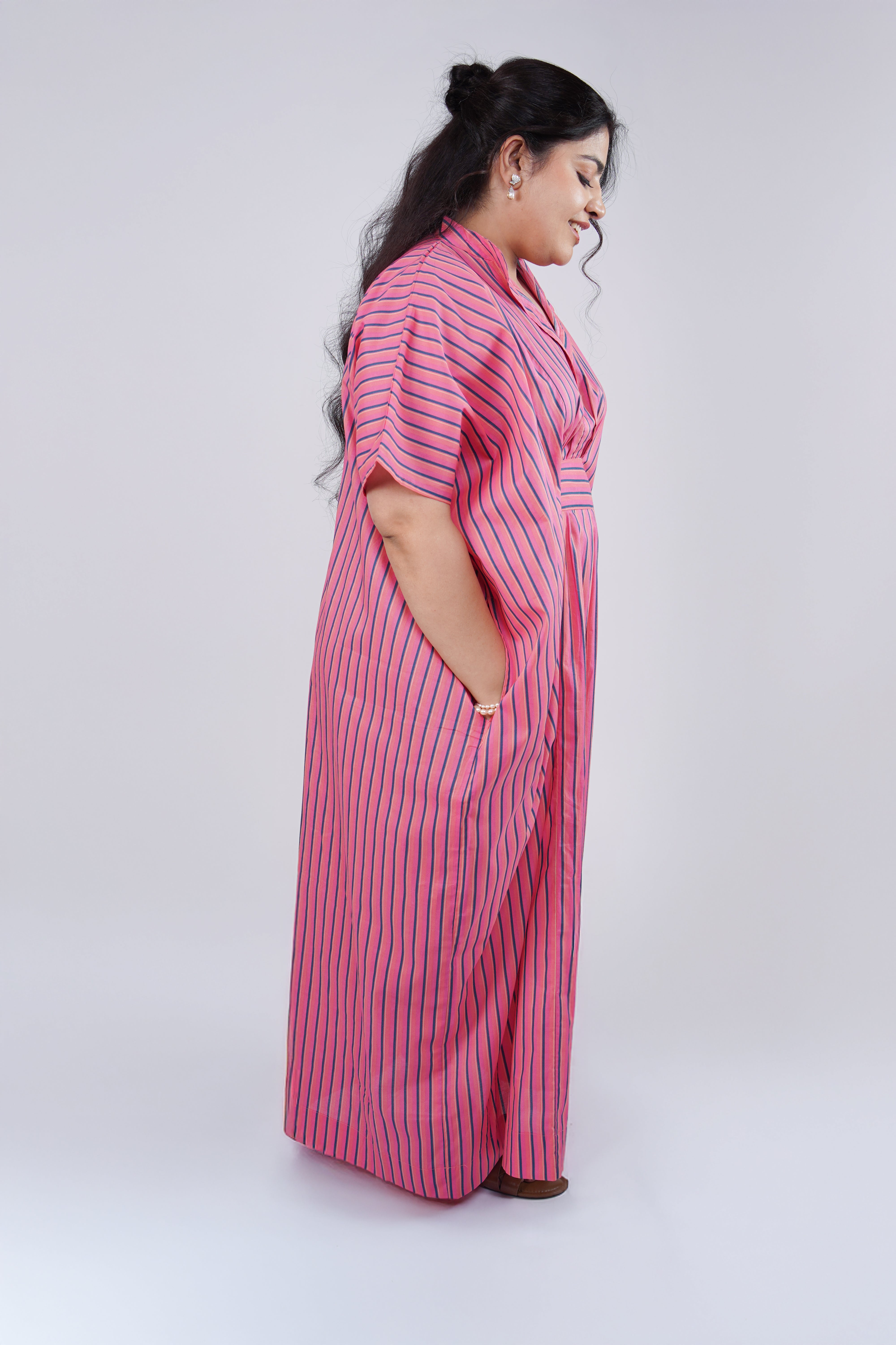 Aqua Green Striped Airy & Flowly Kaftan