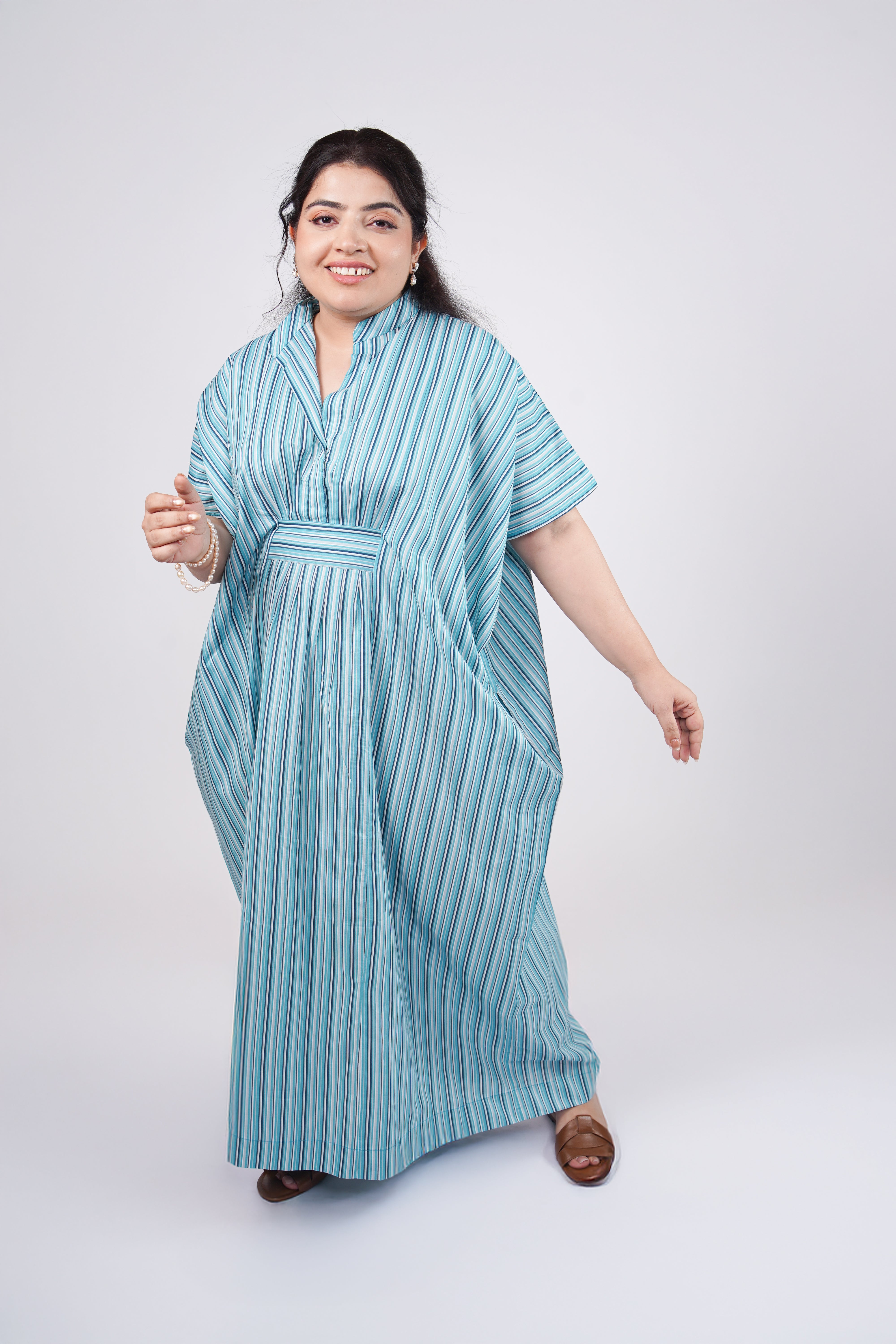 Indigo Striped Airy & Flowing Kaftan