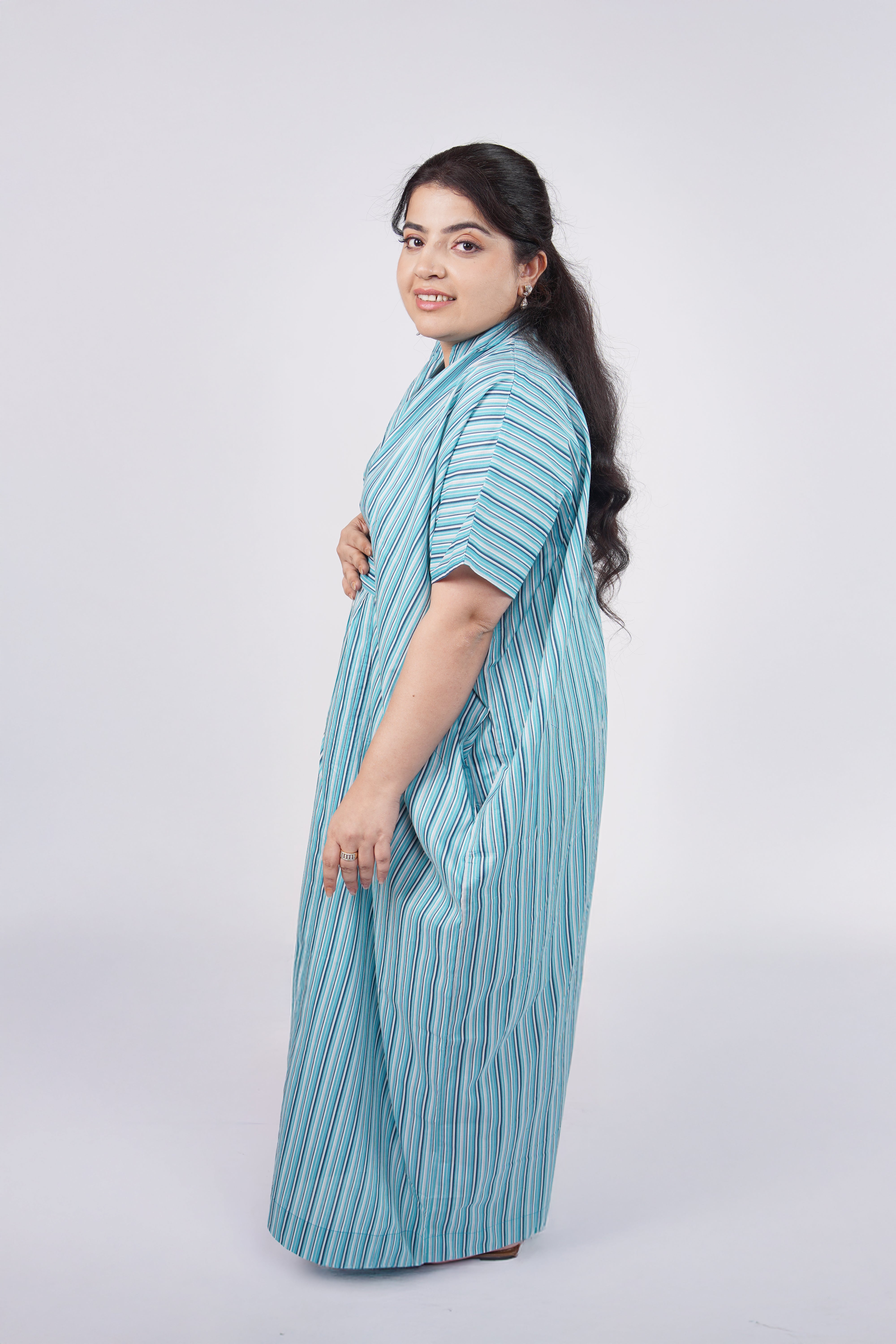 Indigo Striped Airy & Flowing Kaftan