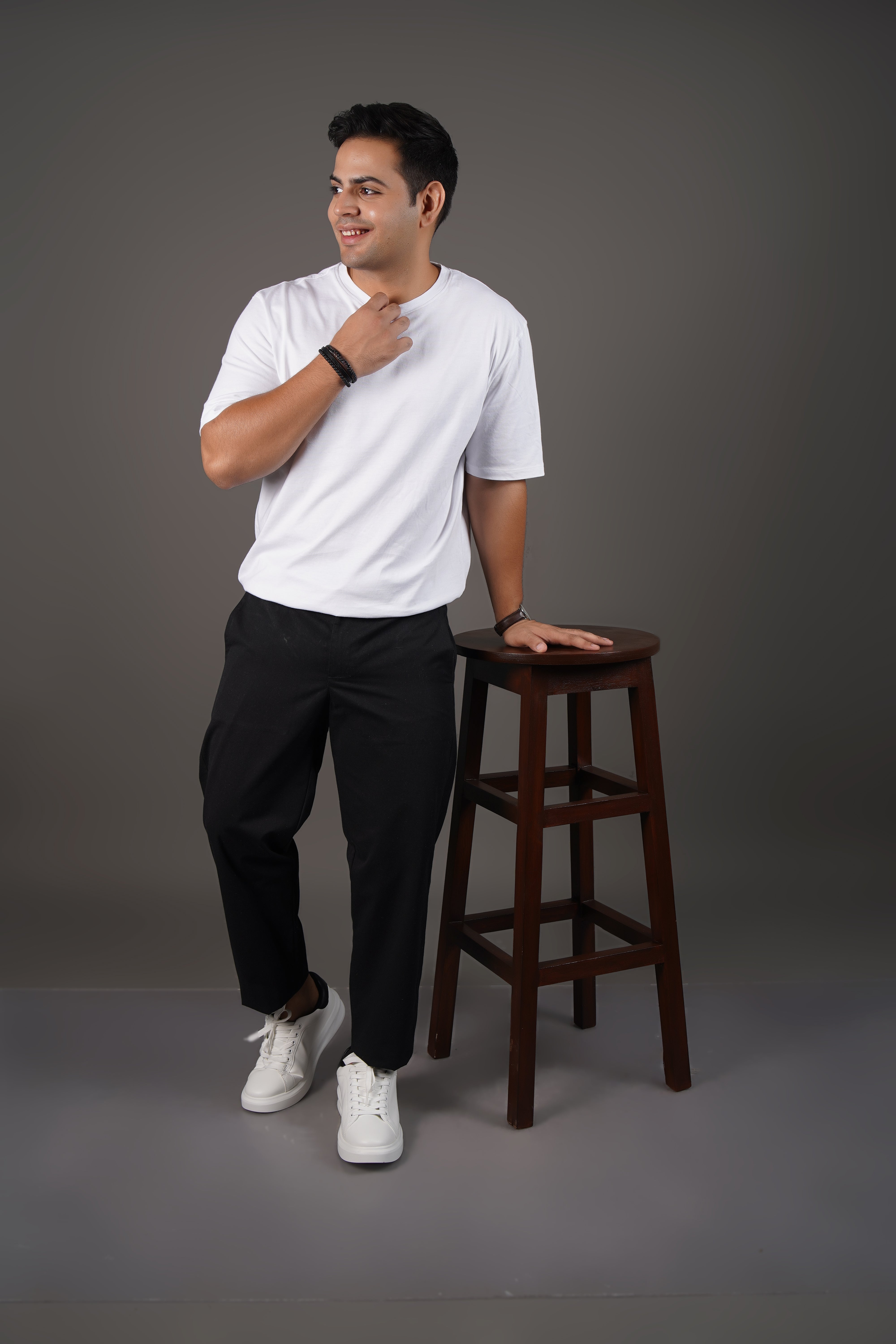 Black Straight Fit Cotton Semi-Formal Trousers