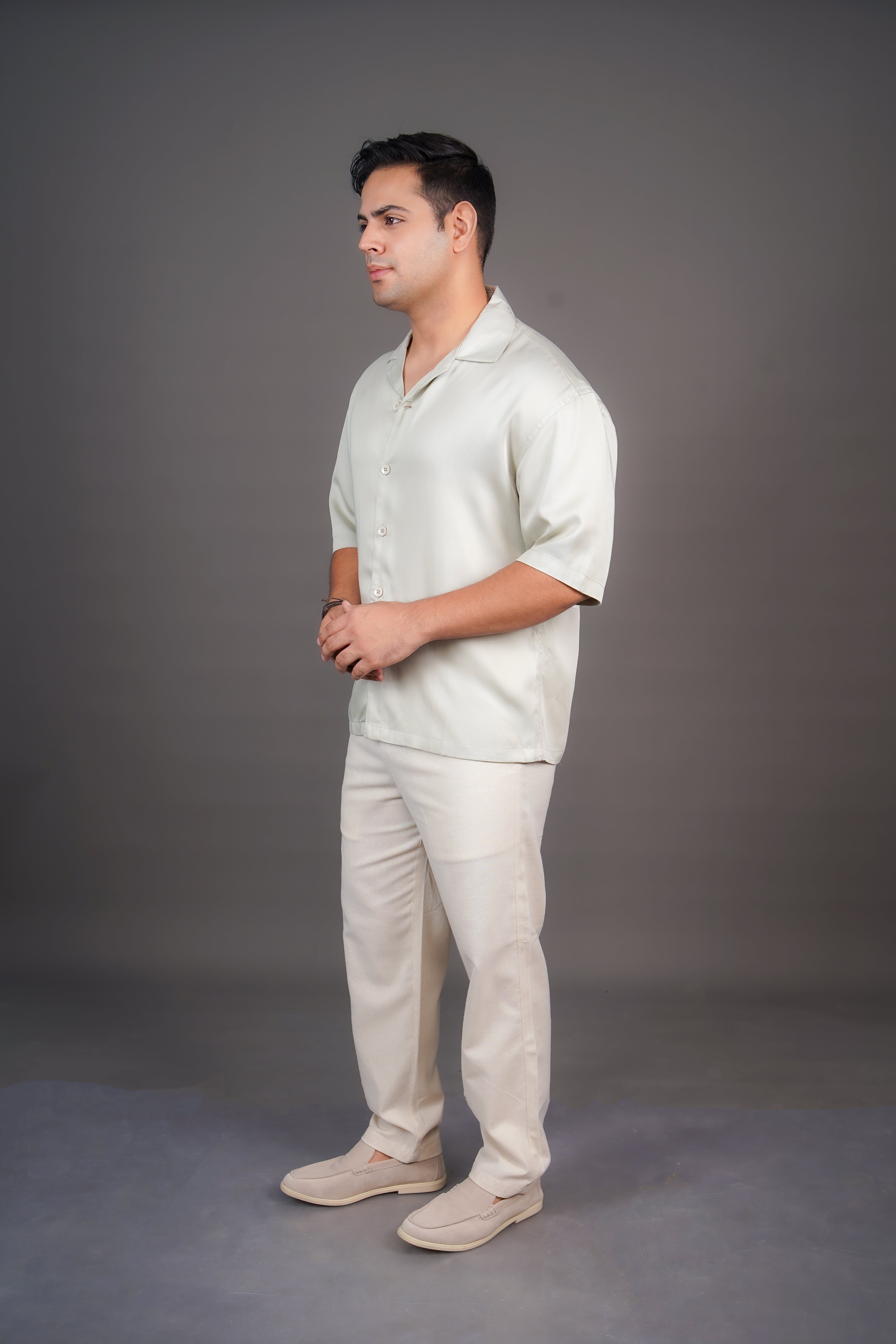 Black & Sage Grey Tencel Relaxed Fit Co-Ord Set