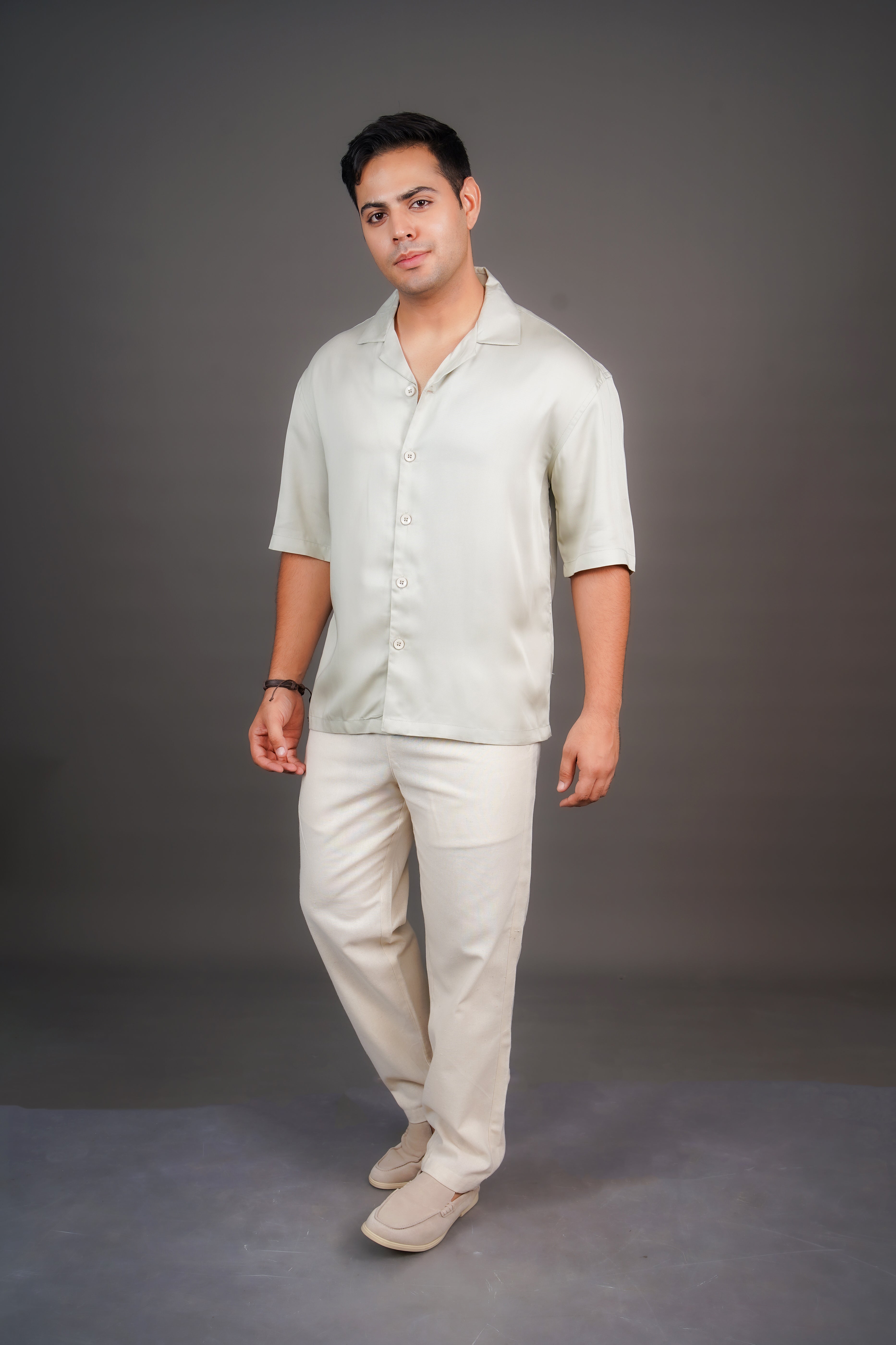 Black & Sage Grey Tencel Relaxed Fit Co-Ord Set