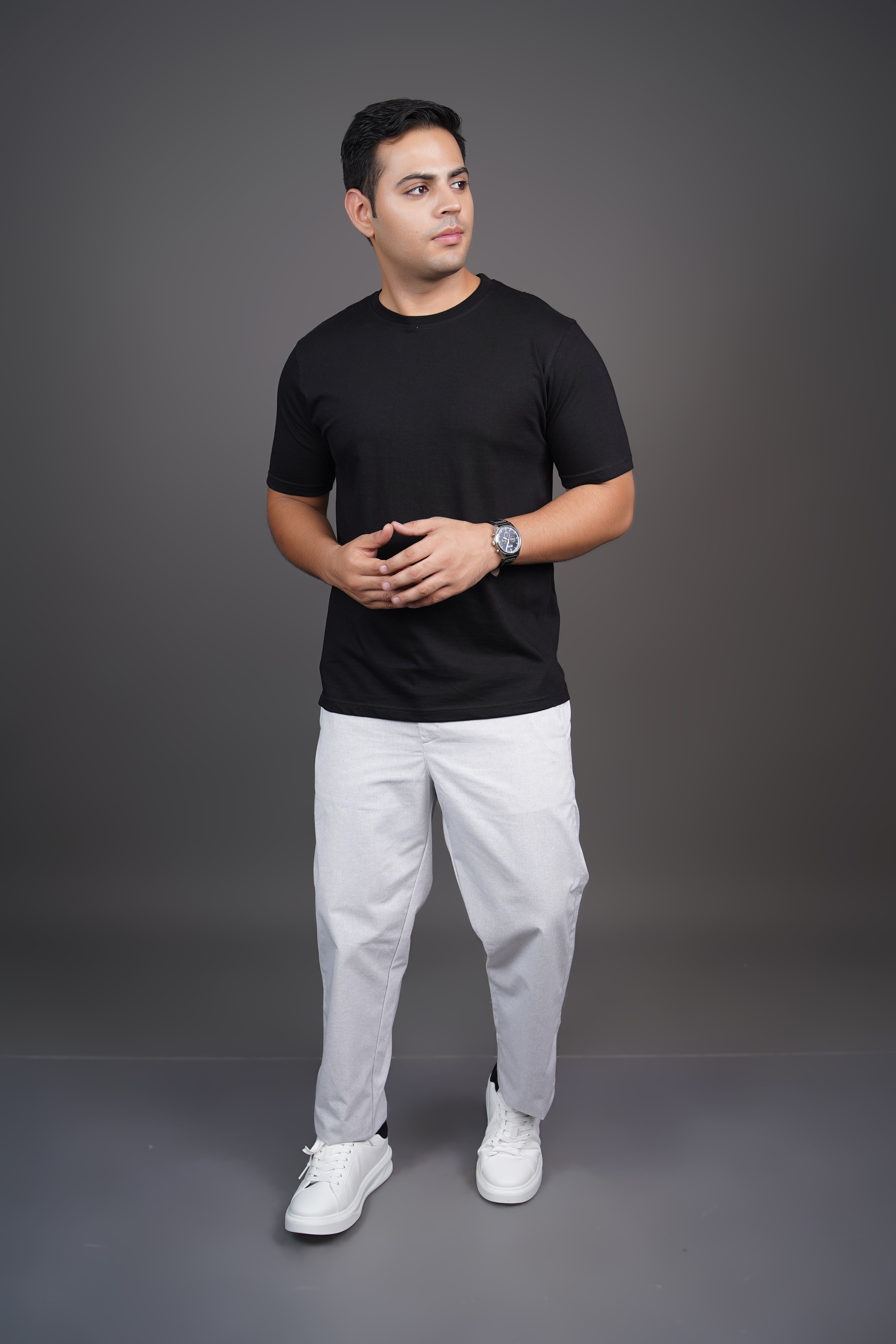 Sage Grey Straight Fit Cotton Semi-Formal Trousers