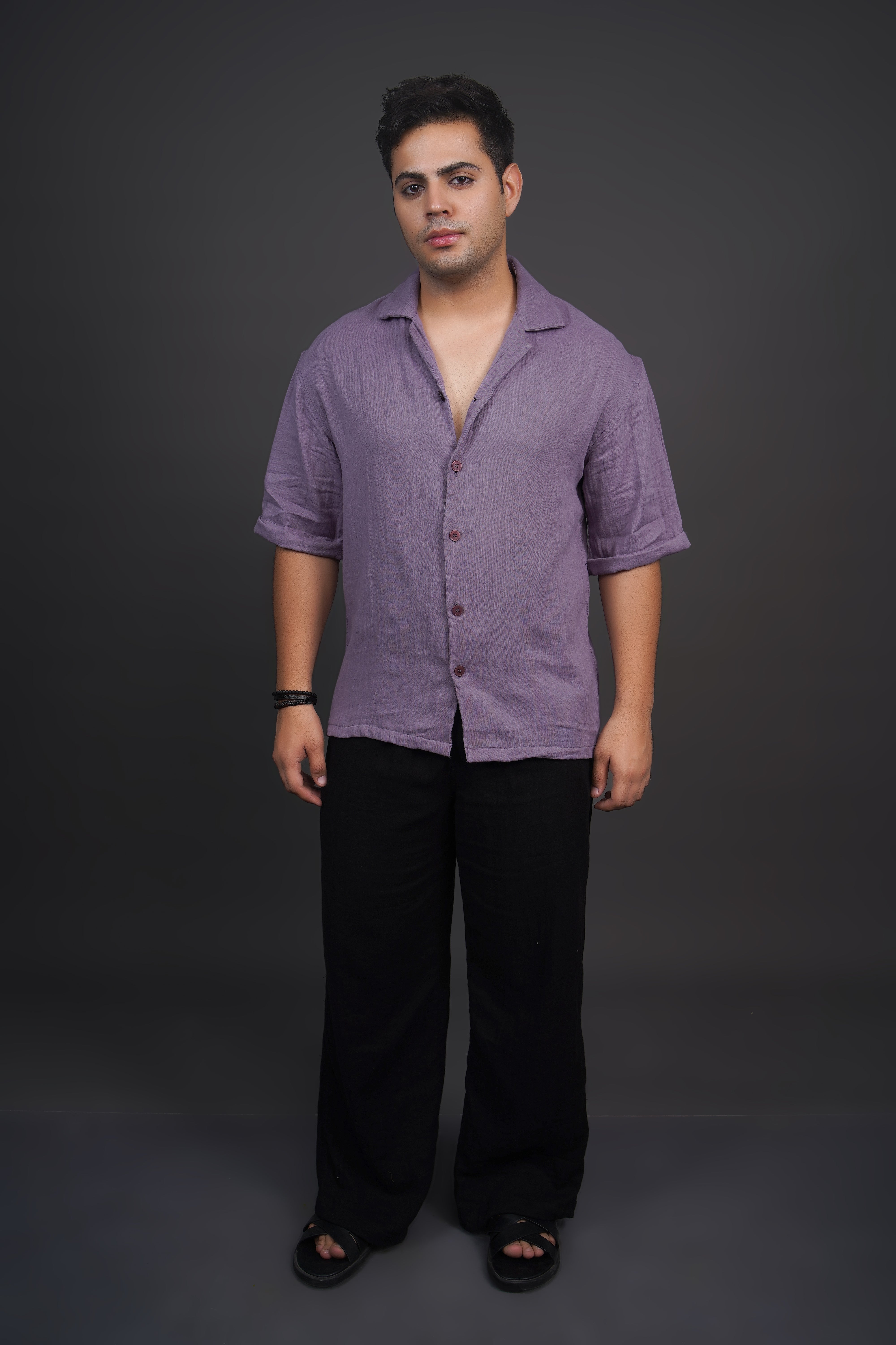 Light Purple Relaxed Fit Muslin Shirt