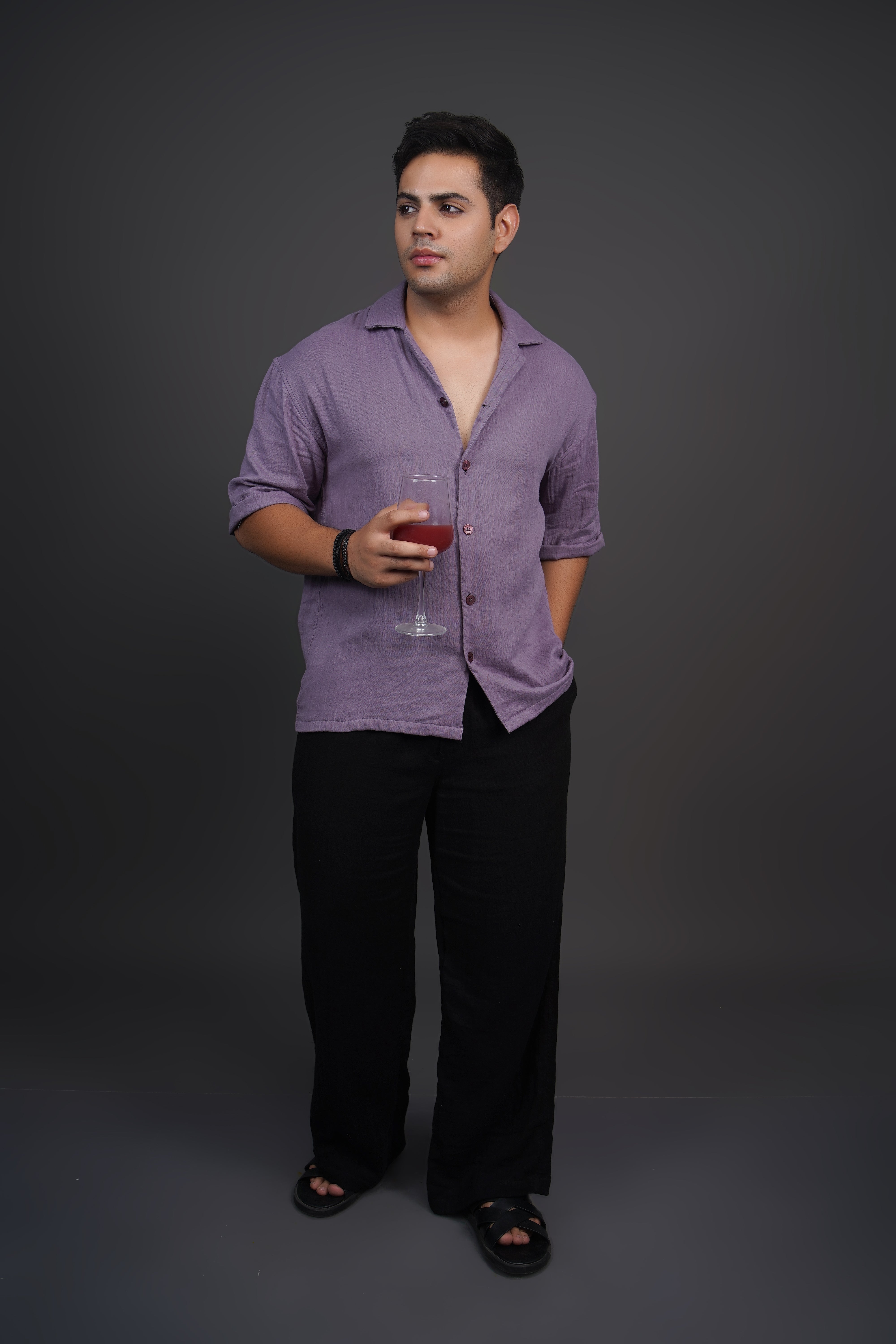 Light Purple Relaxed Fit Muslin Shirt