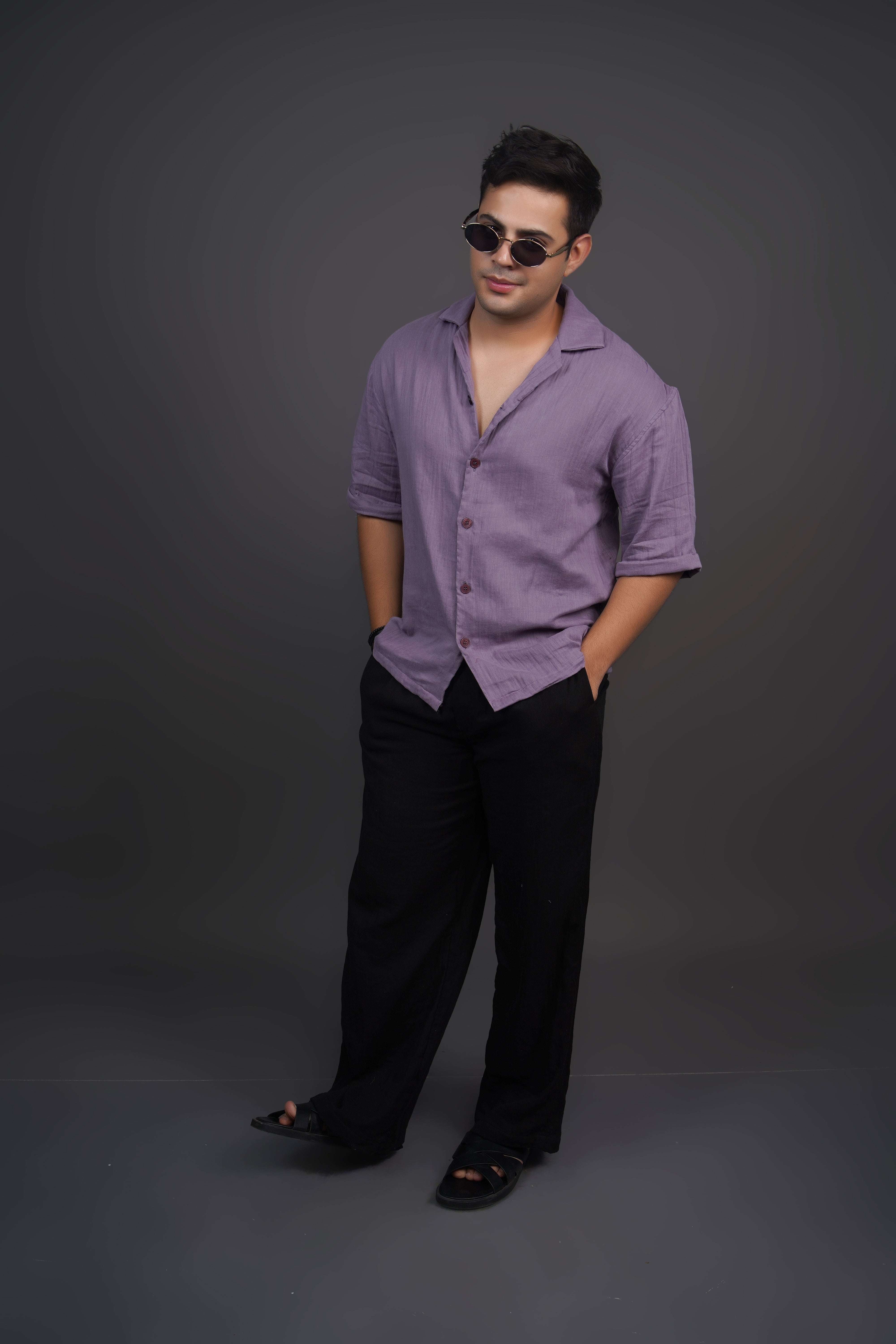 Light Purple Relaxed Fit Muslin Shirt