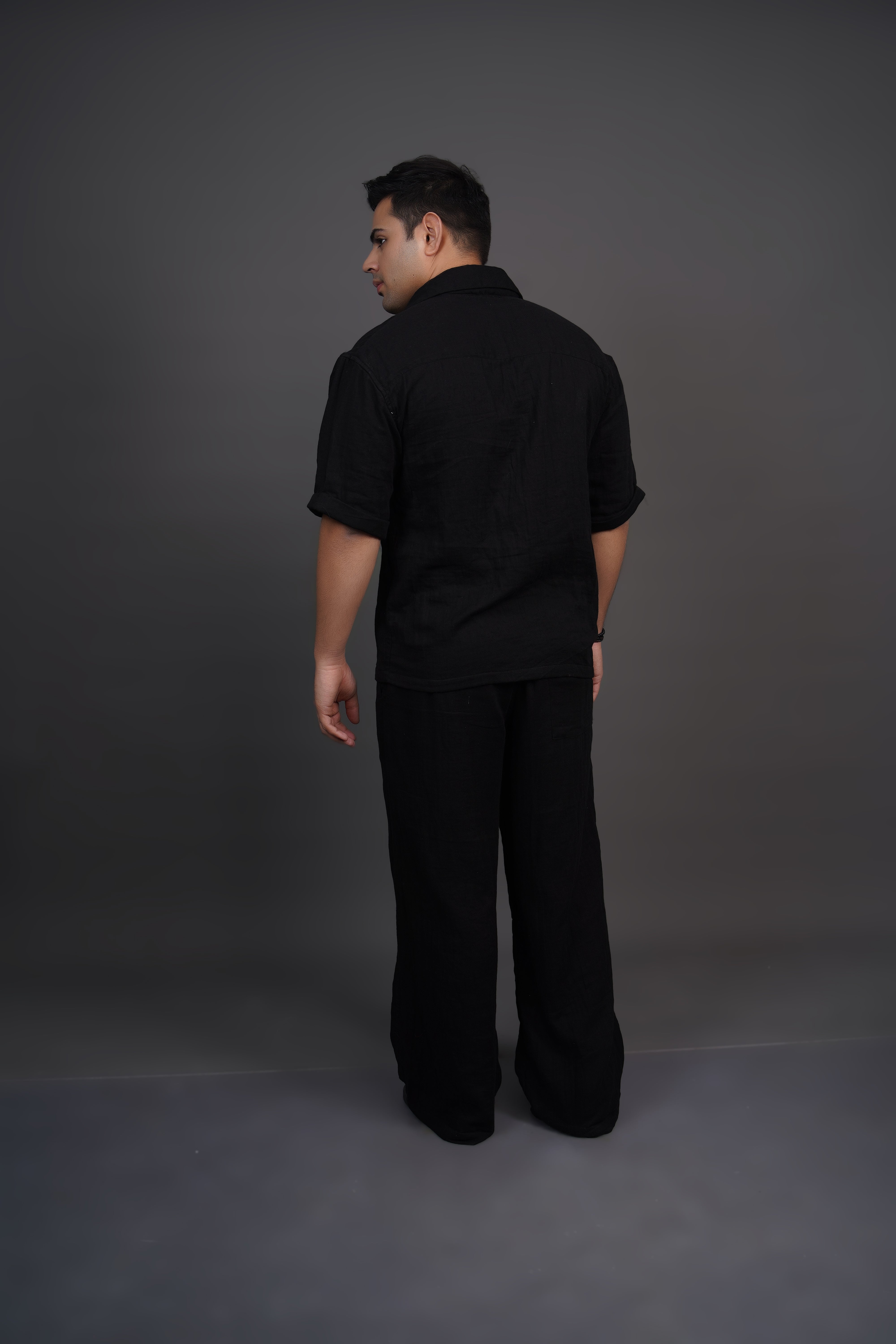 Black Relaxed Fit Muslin Shirt