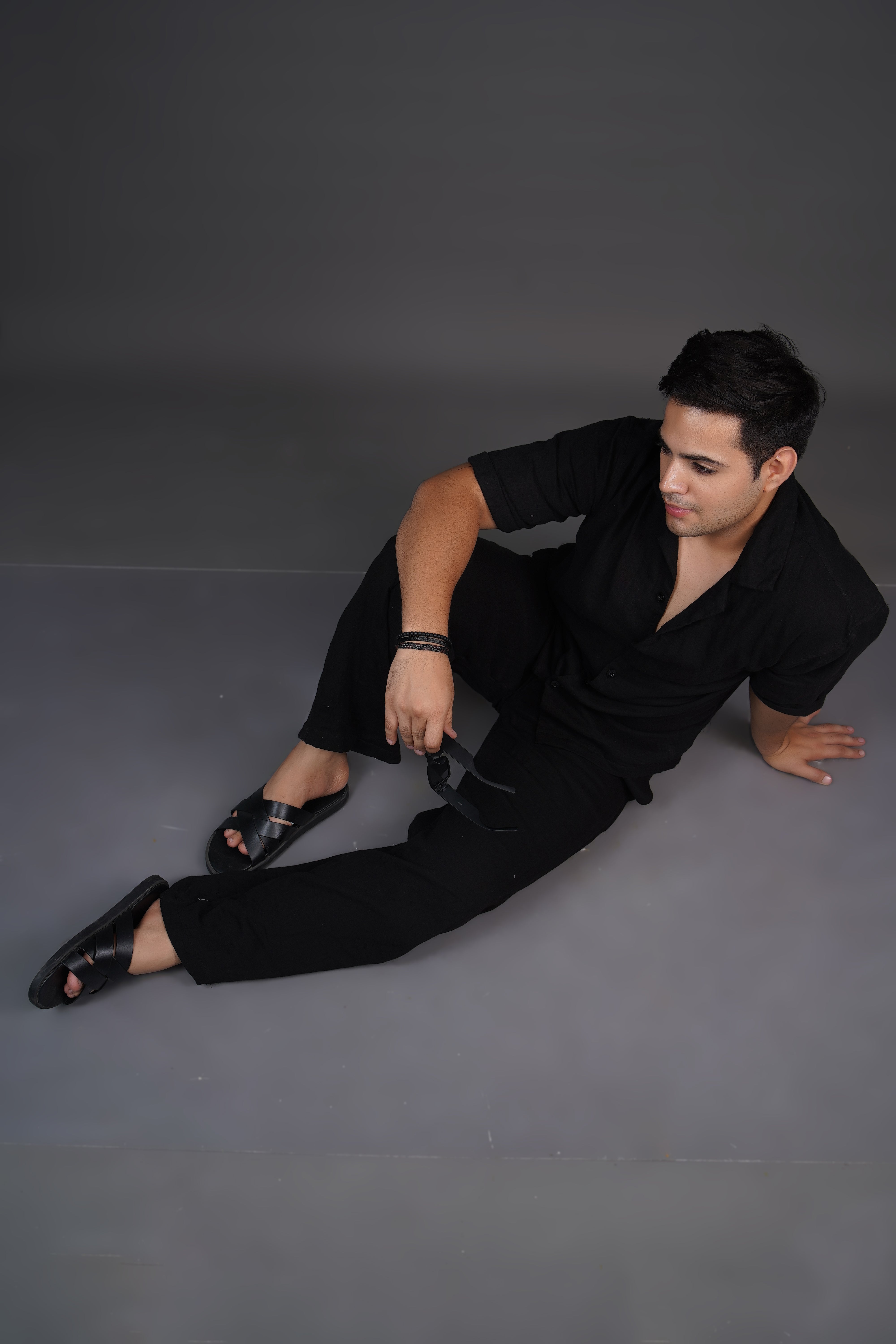 Black Relaxed Fit Muslin Shirt