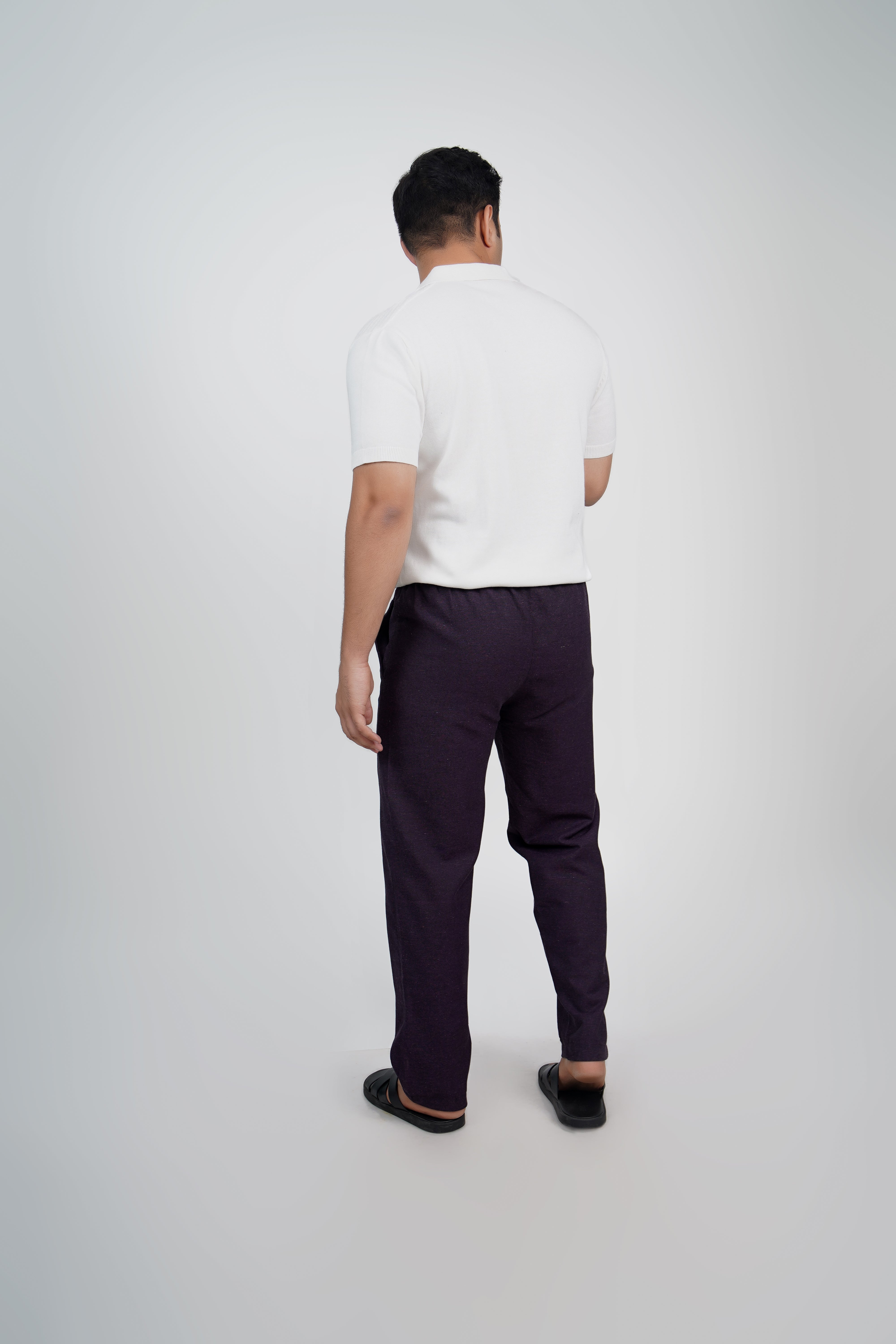 Navy Straight Fit Cotton Pants