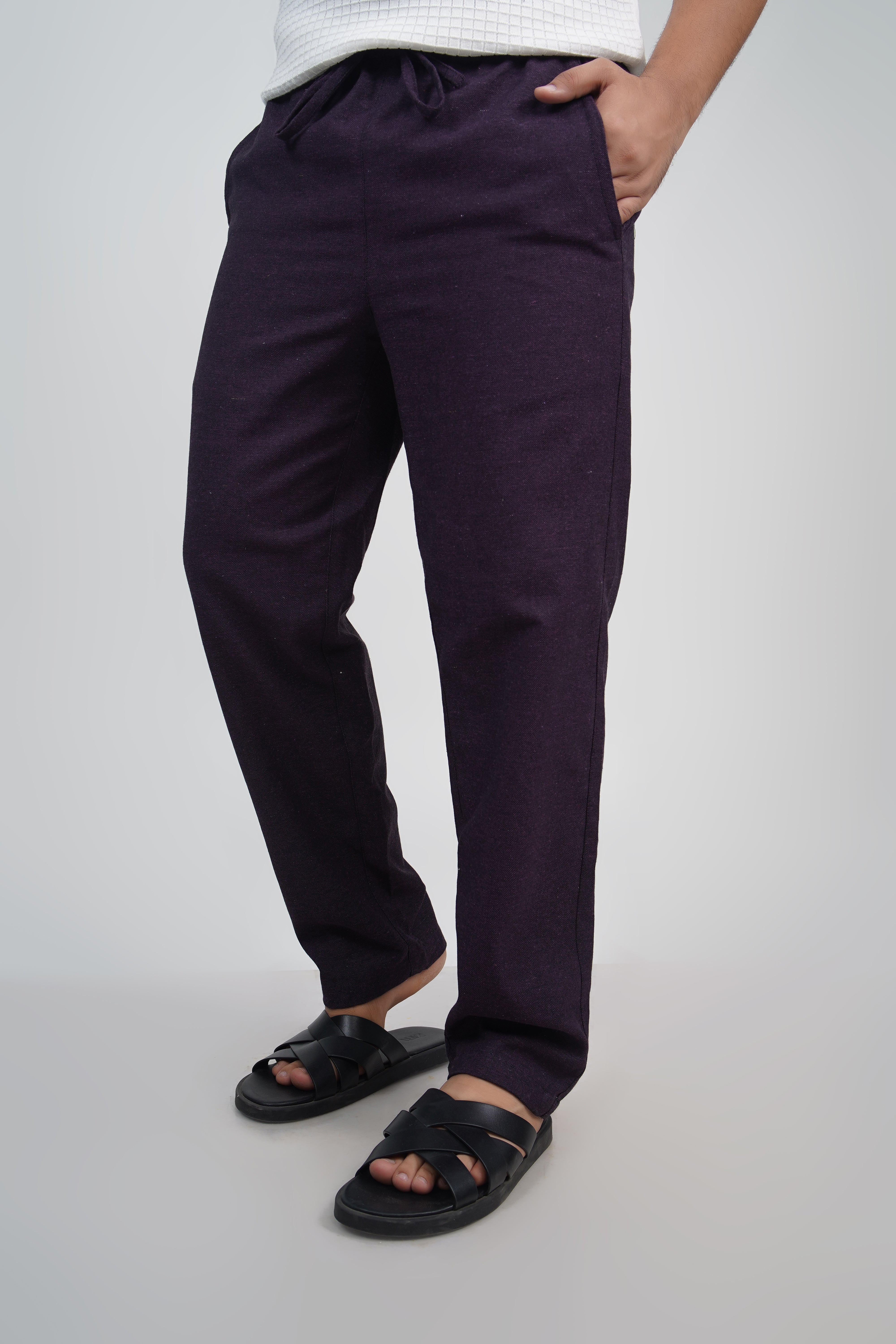 Navy Straight Fit Cotton Pants
