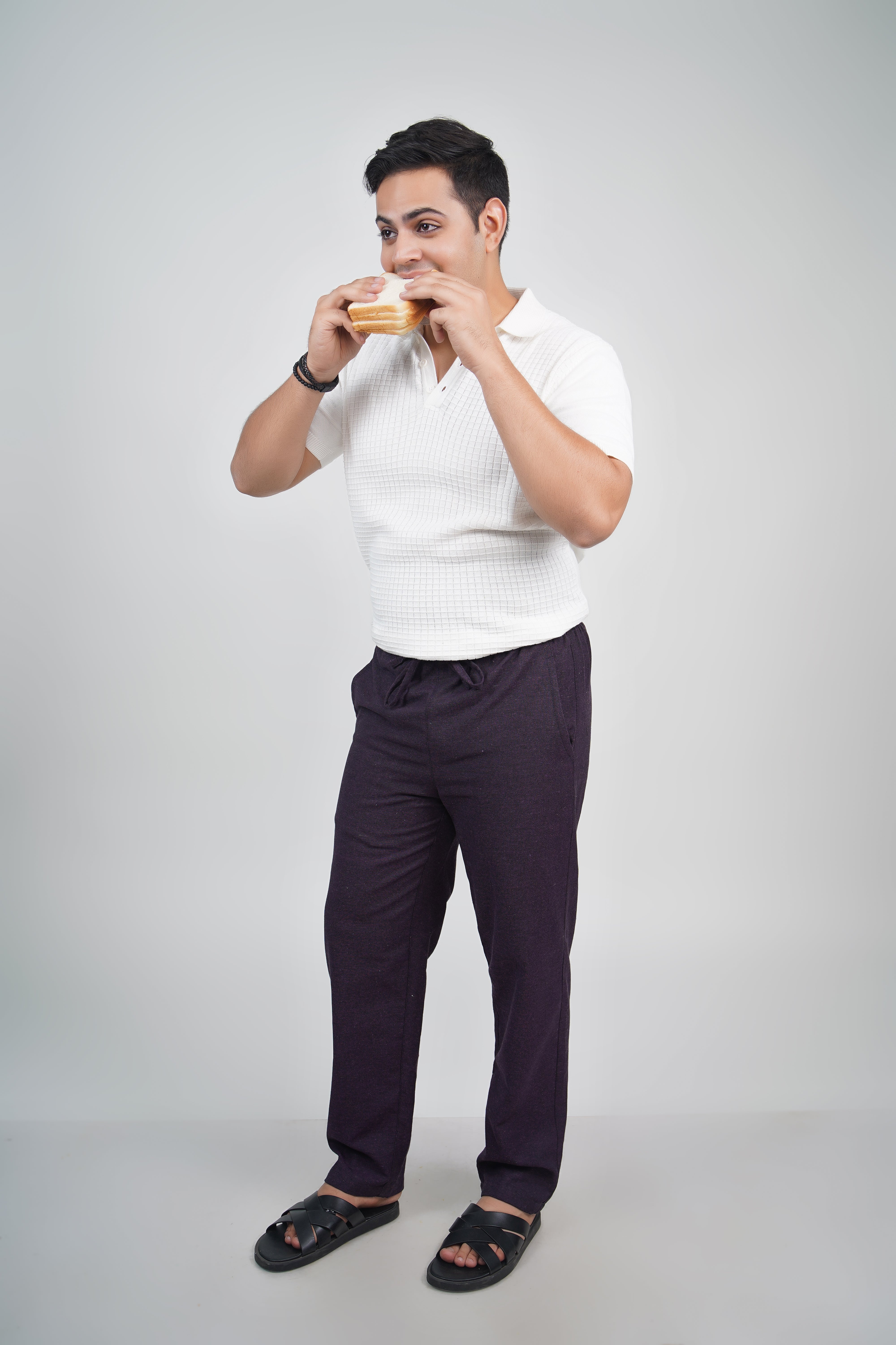 Navy Straight Fit Cotton Pants