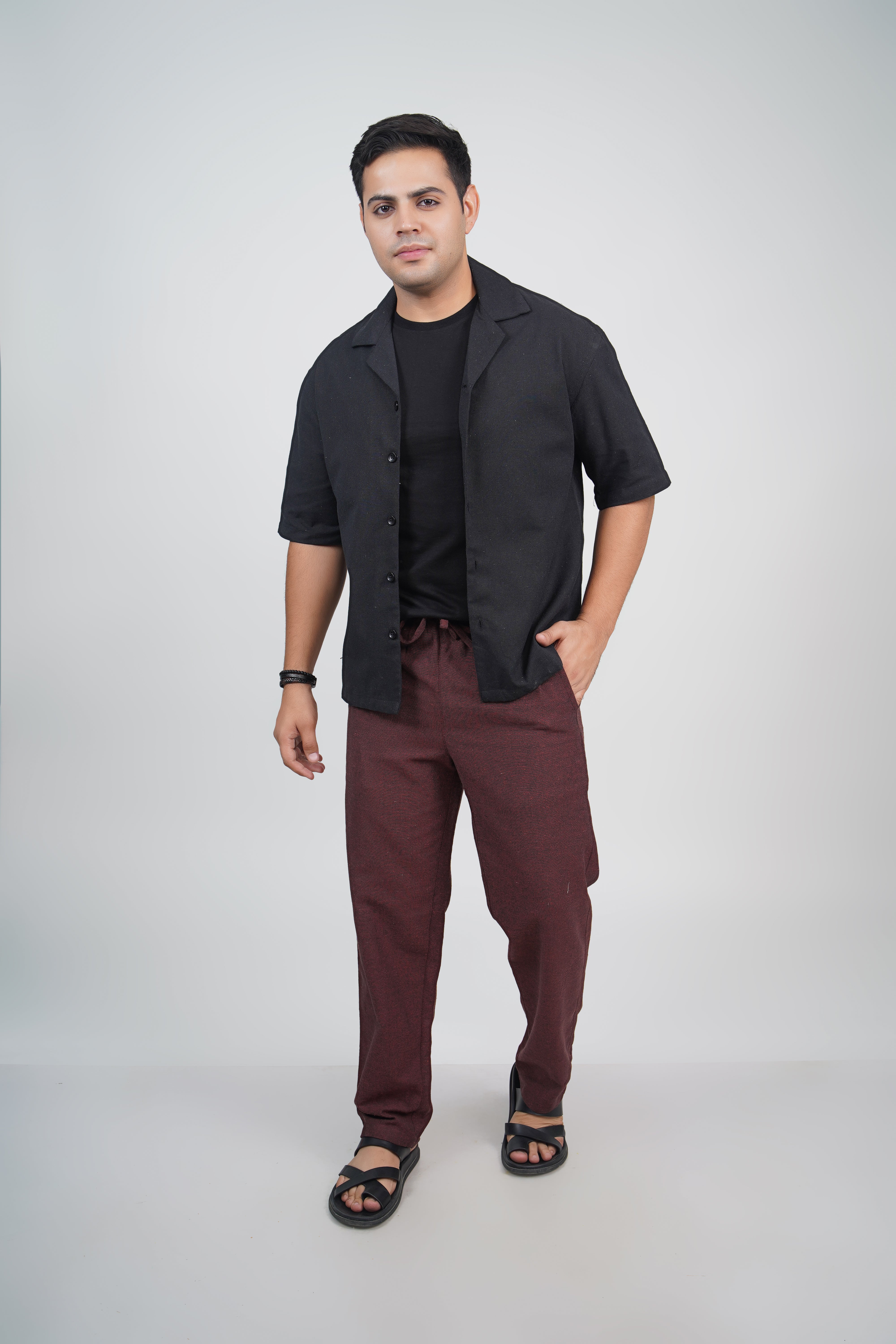 Navy Straight Fit Cotton Pants