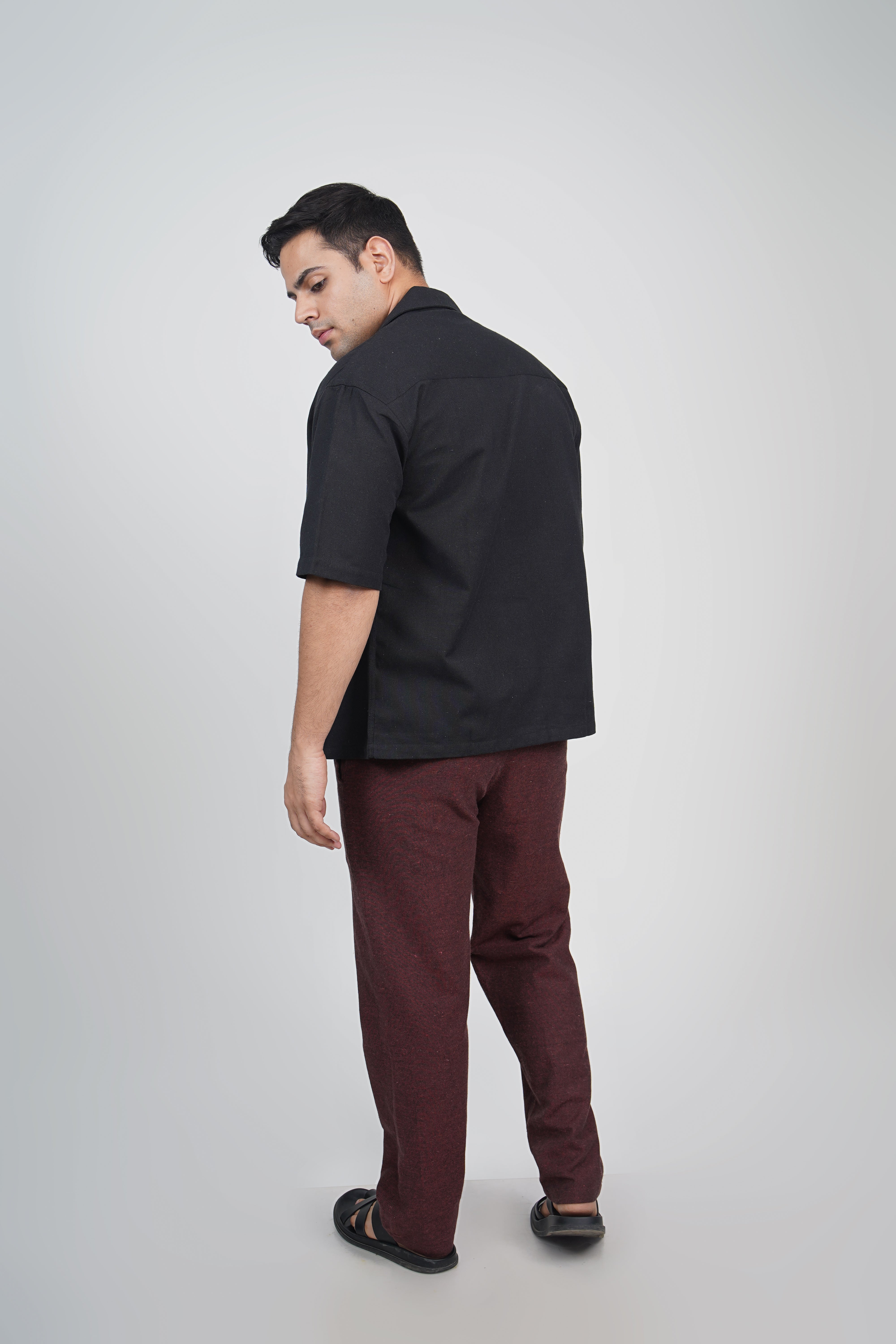Navy Straight Fit Cotton Pants