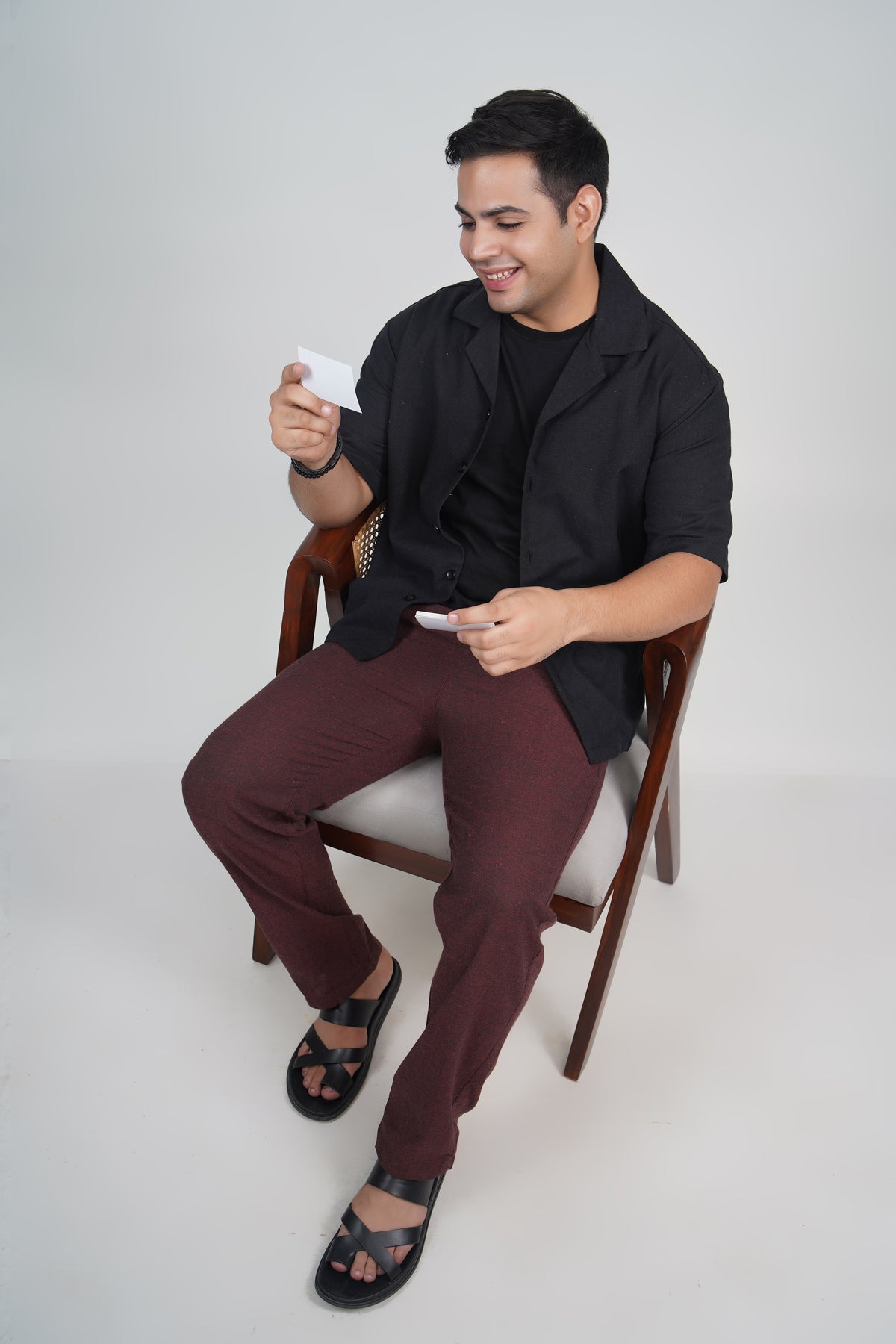 Burgundy Straight Fit Cotton Pants