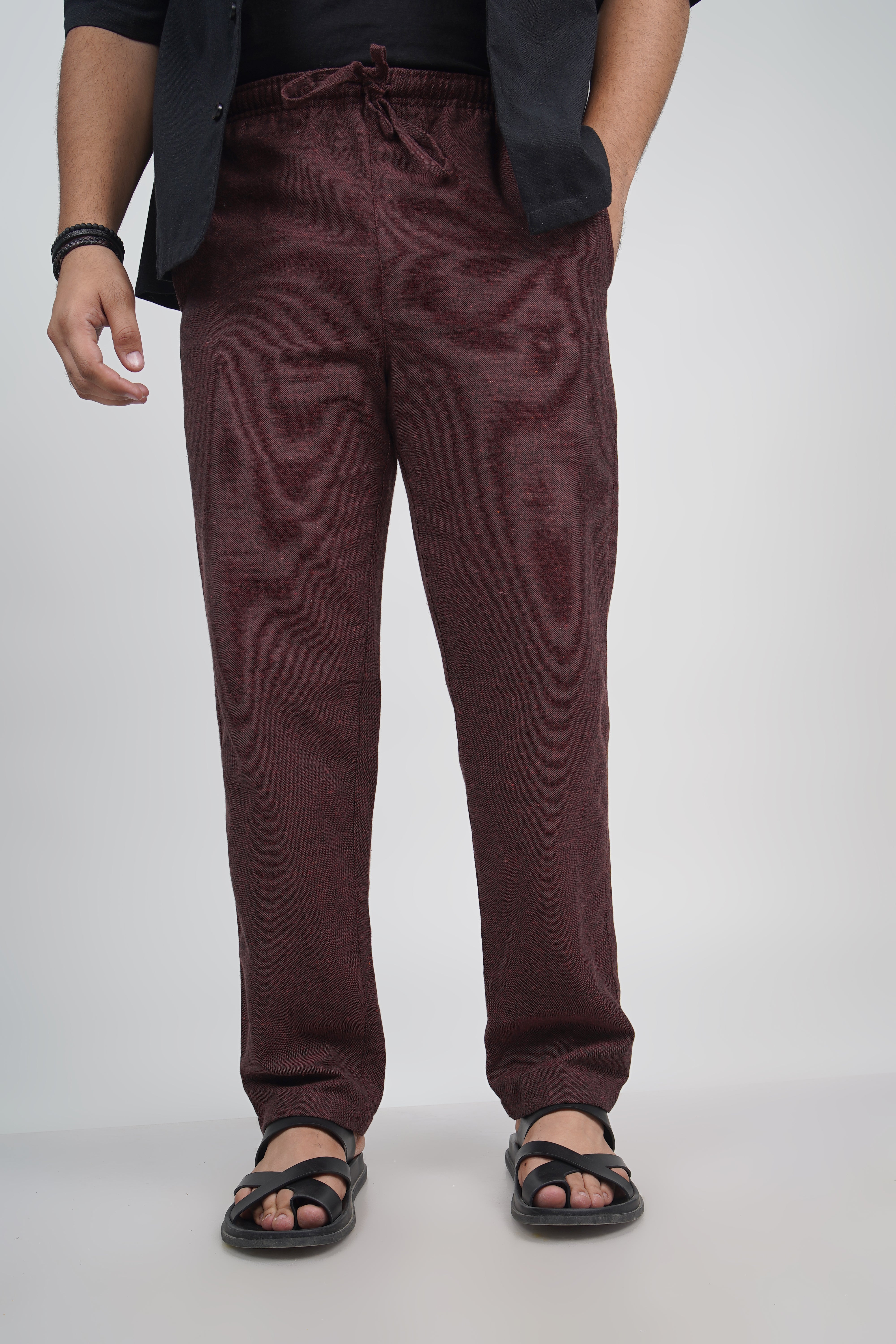 Navy Straight Fit Cotton Pants