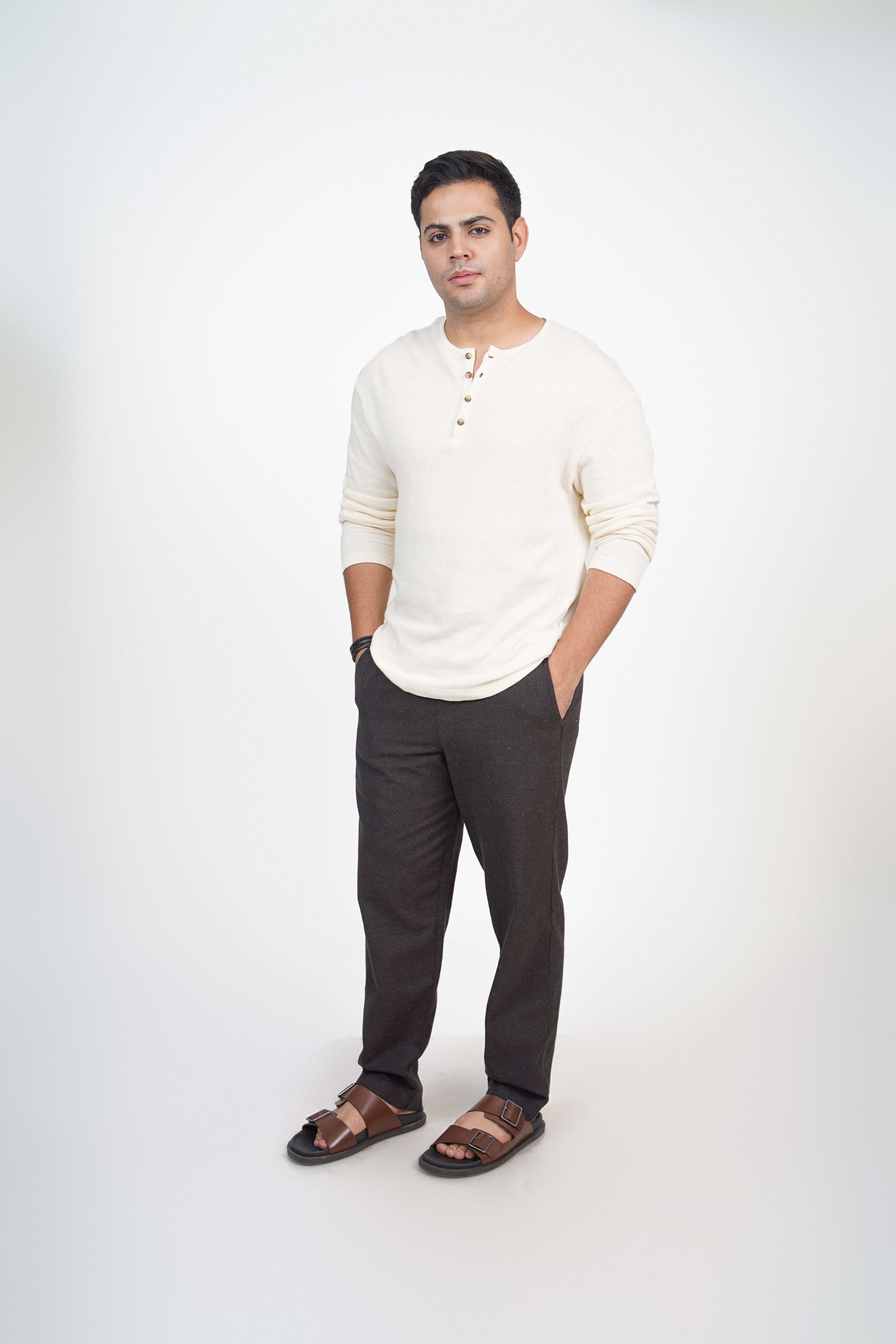 Navy Straight Fit Cotton Pants