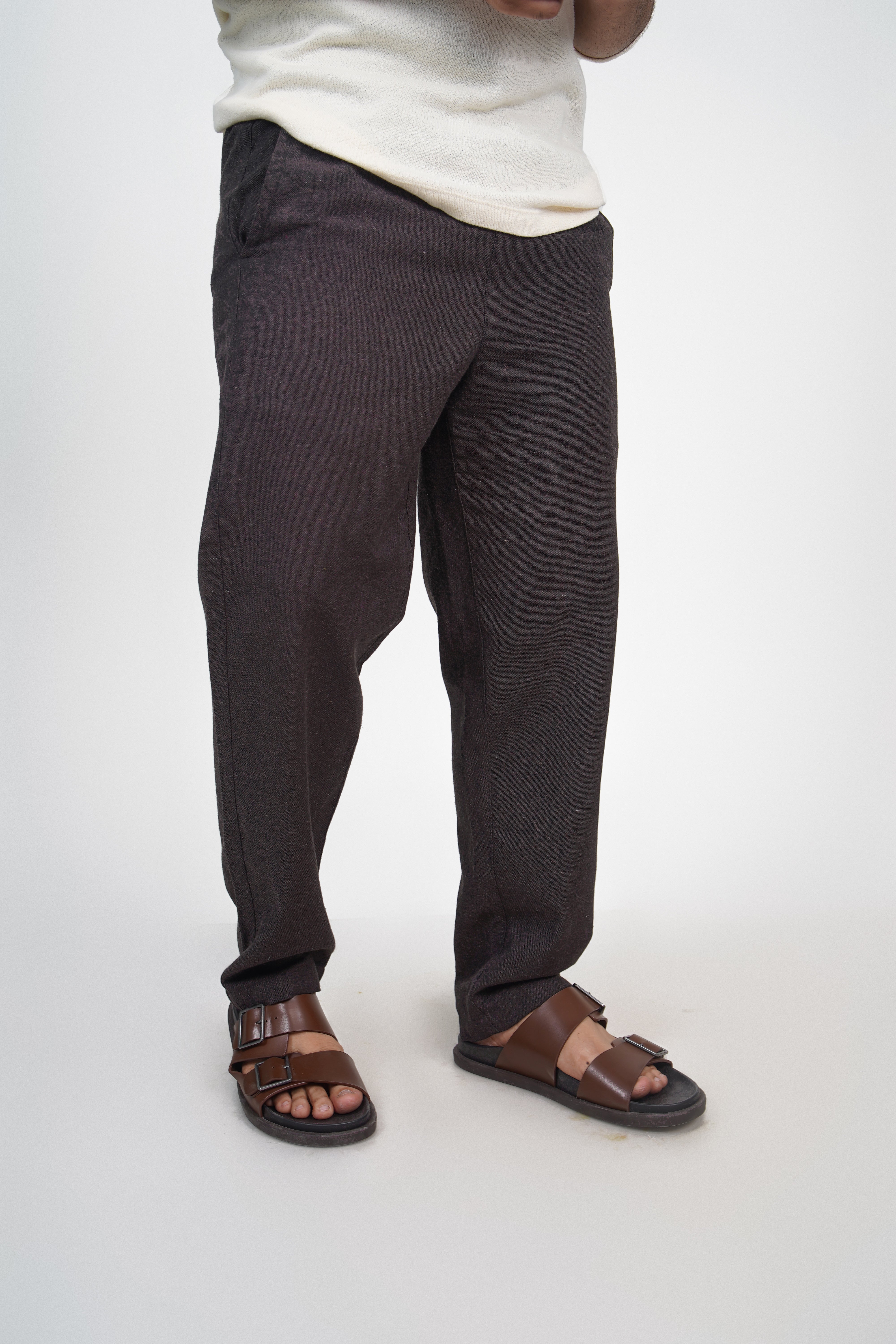 Blue Straight Fit Cotton Pants