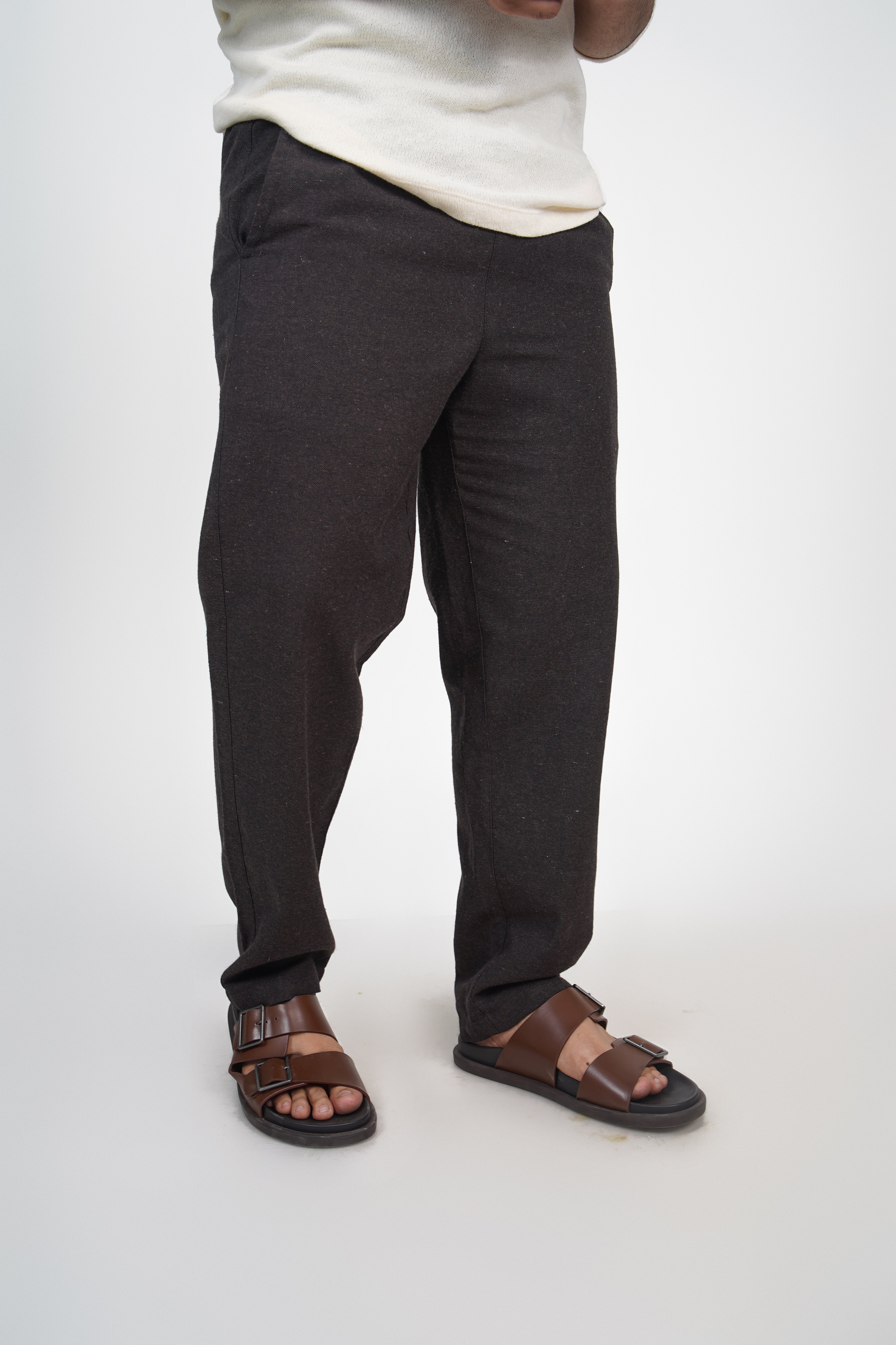 Navy Straight Fit Cotton Pants
