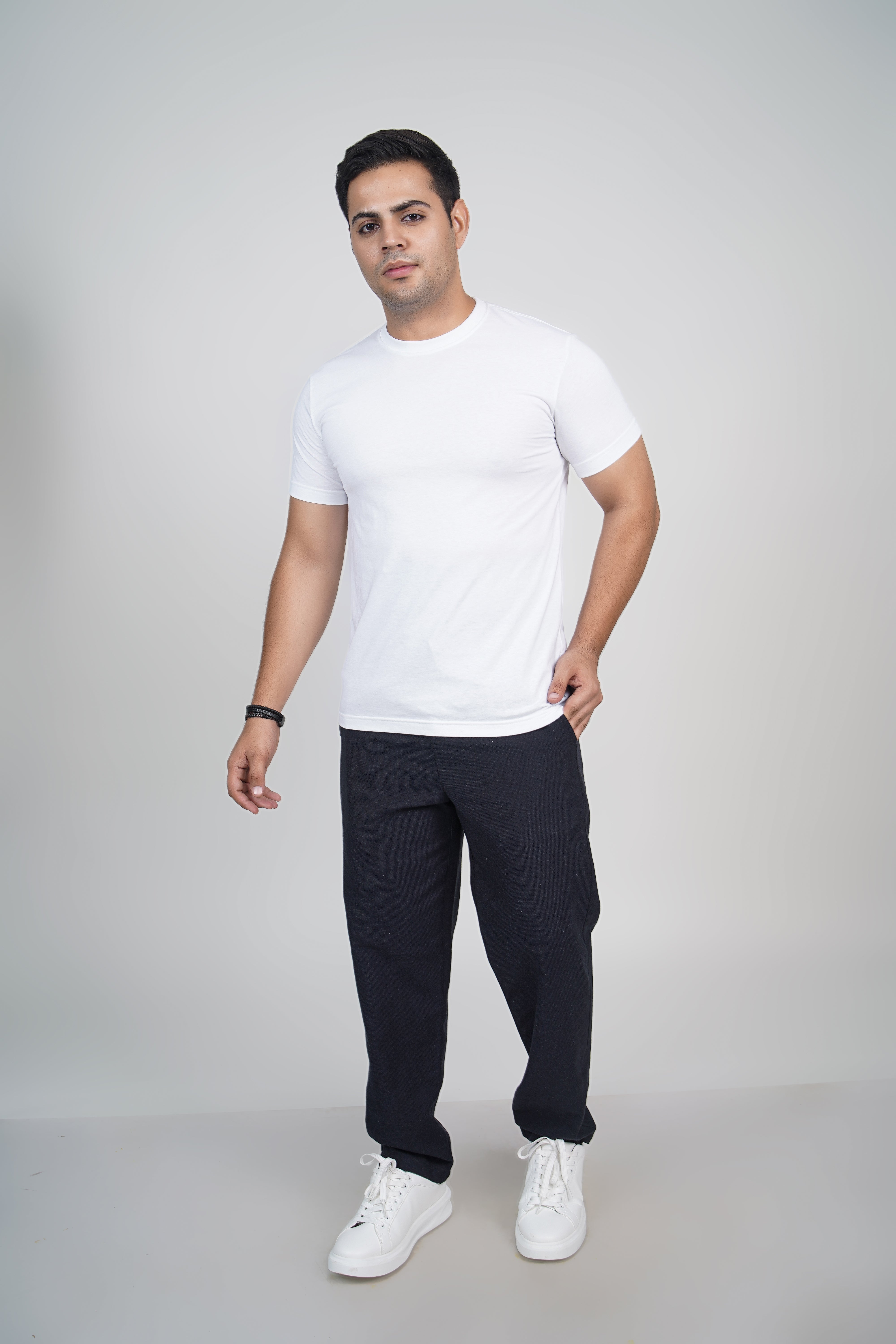 Navy Straight Fit Cotton Pants