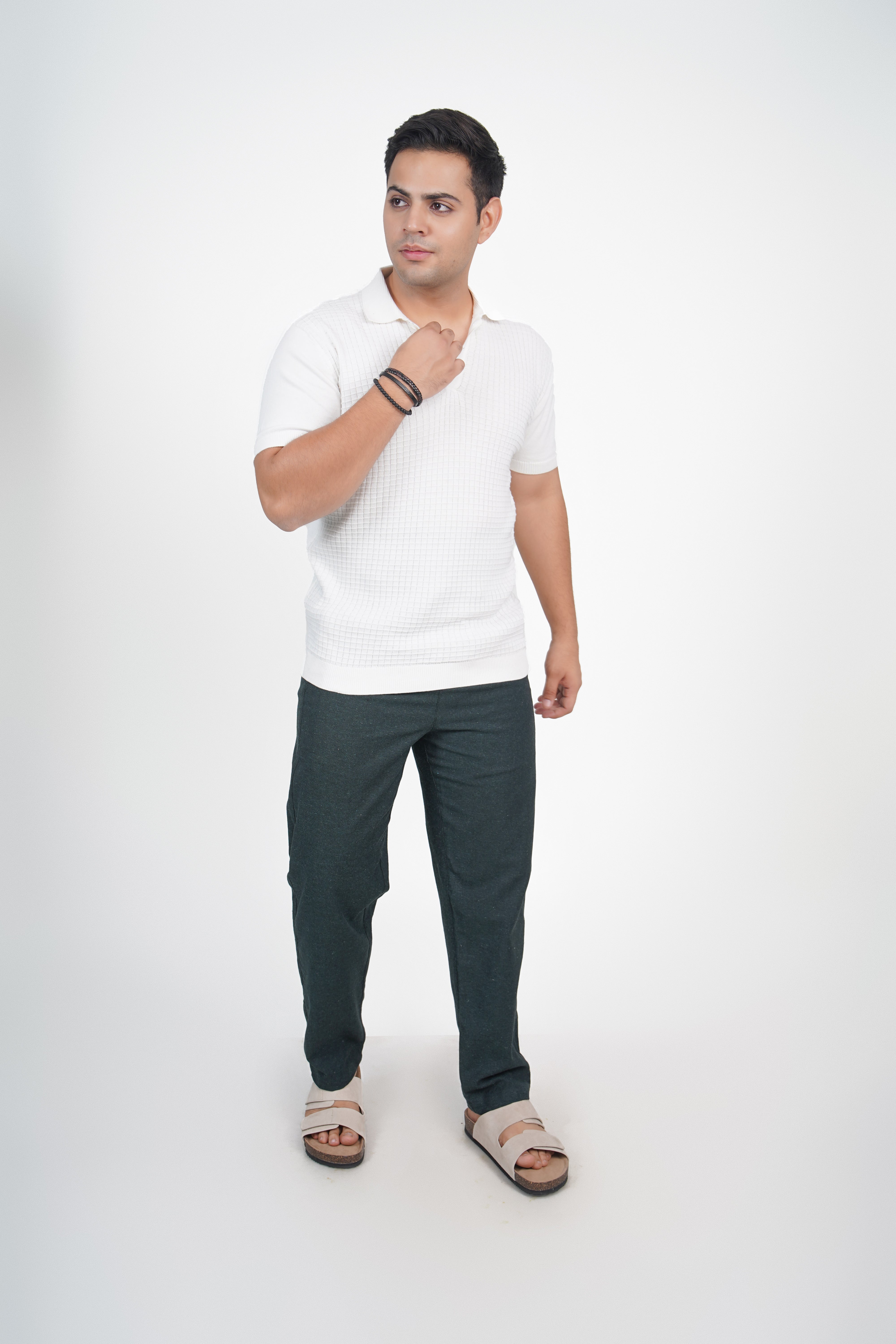 Navy Straight Fit Cotton Pants