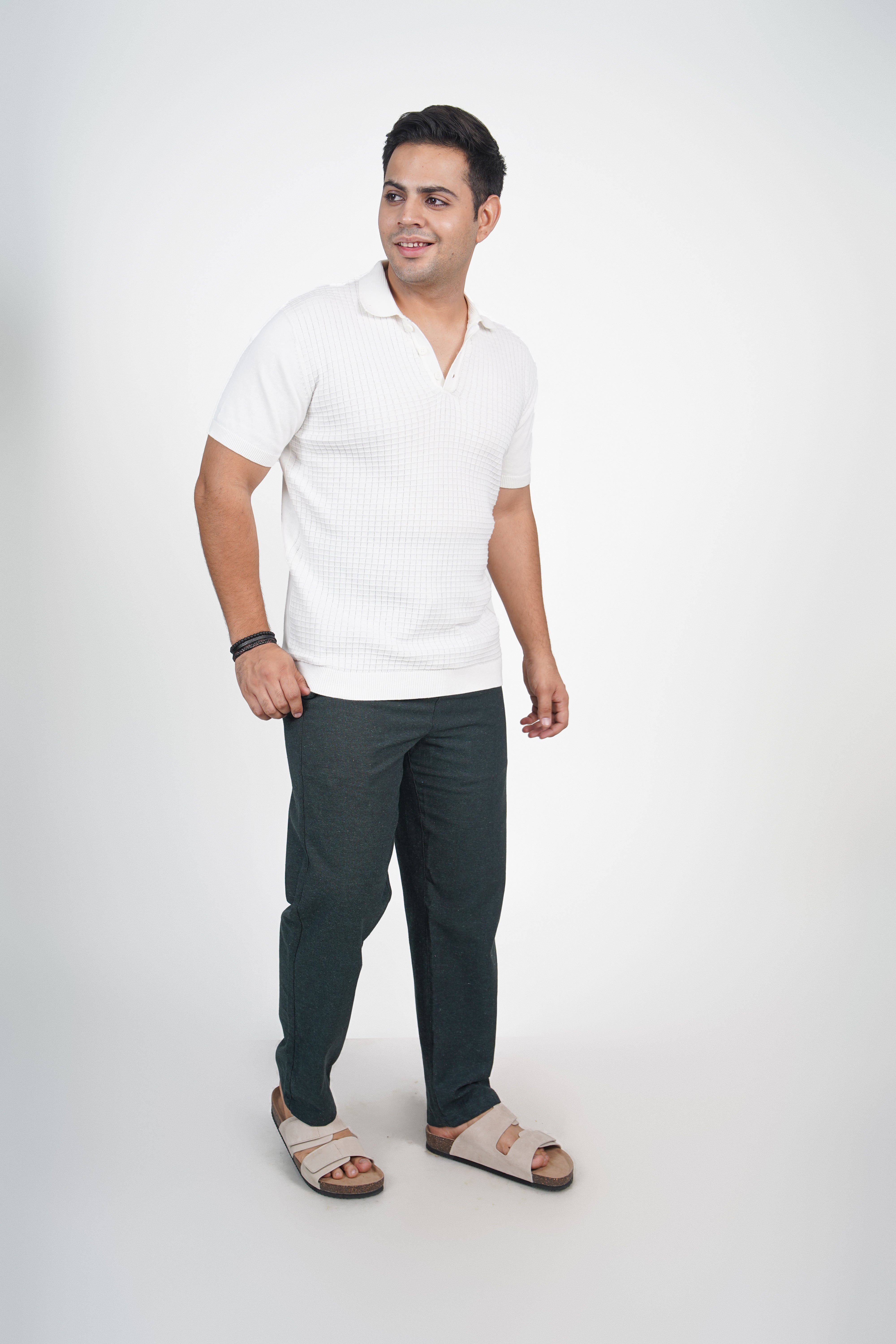 Navy Straight Fit Cotton Pants
