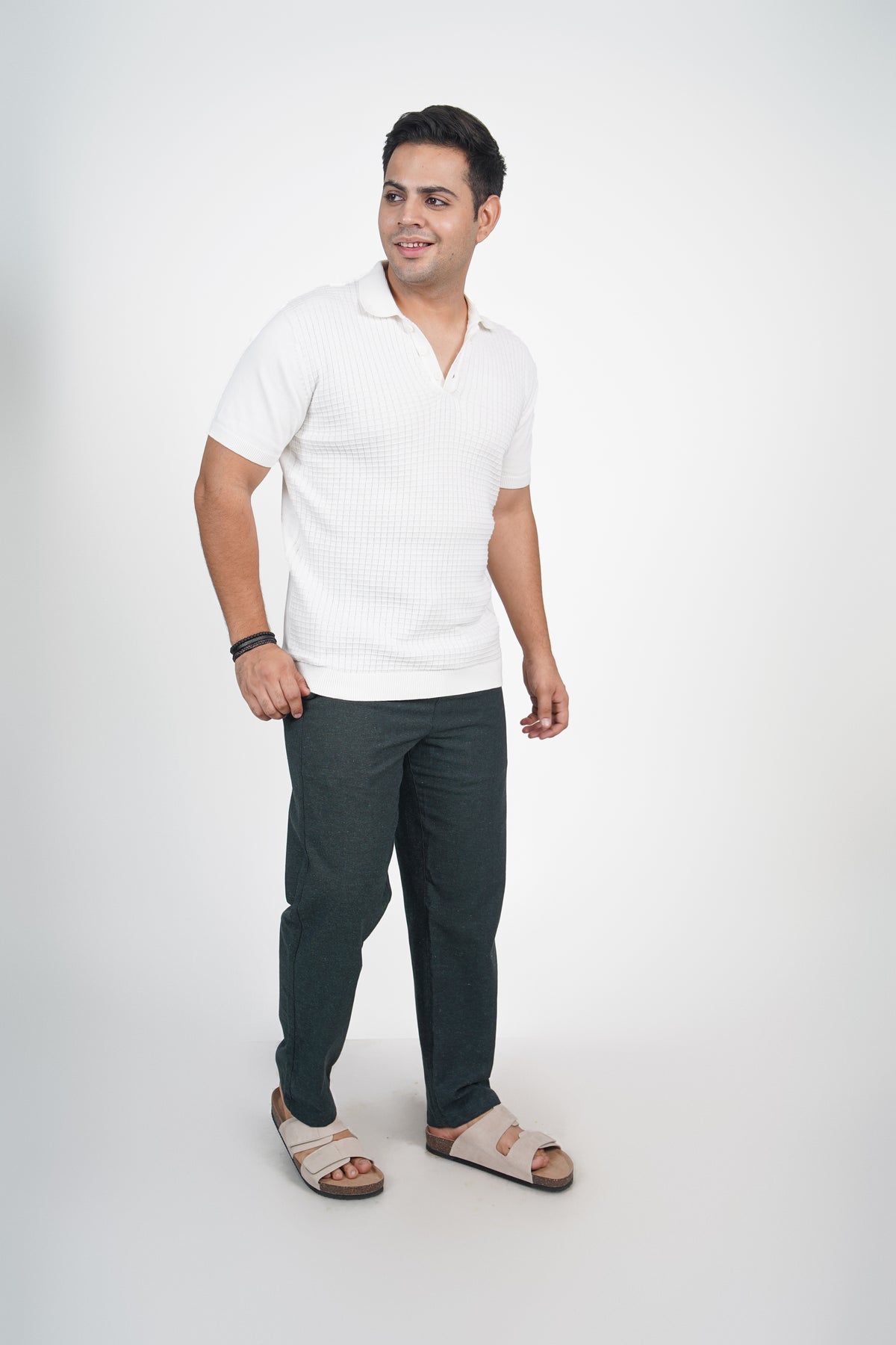 Dark Green Straight Fit Cotton Pants