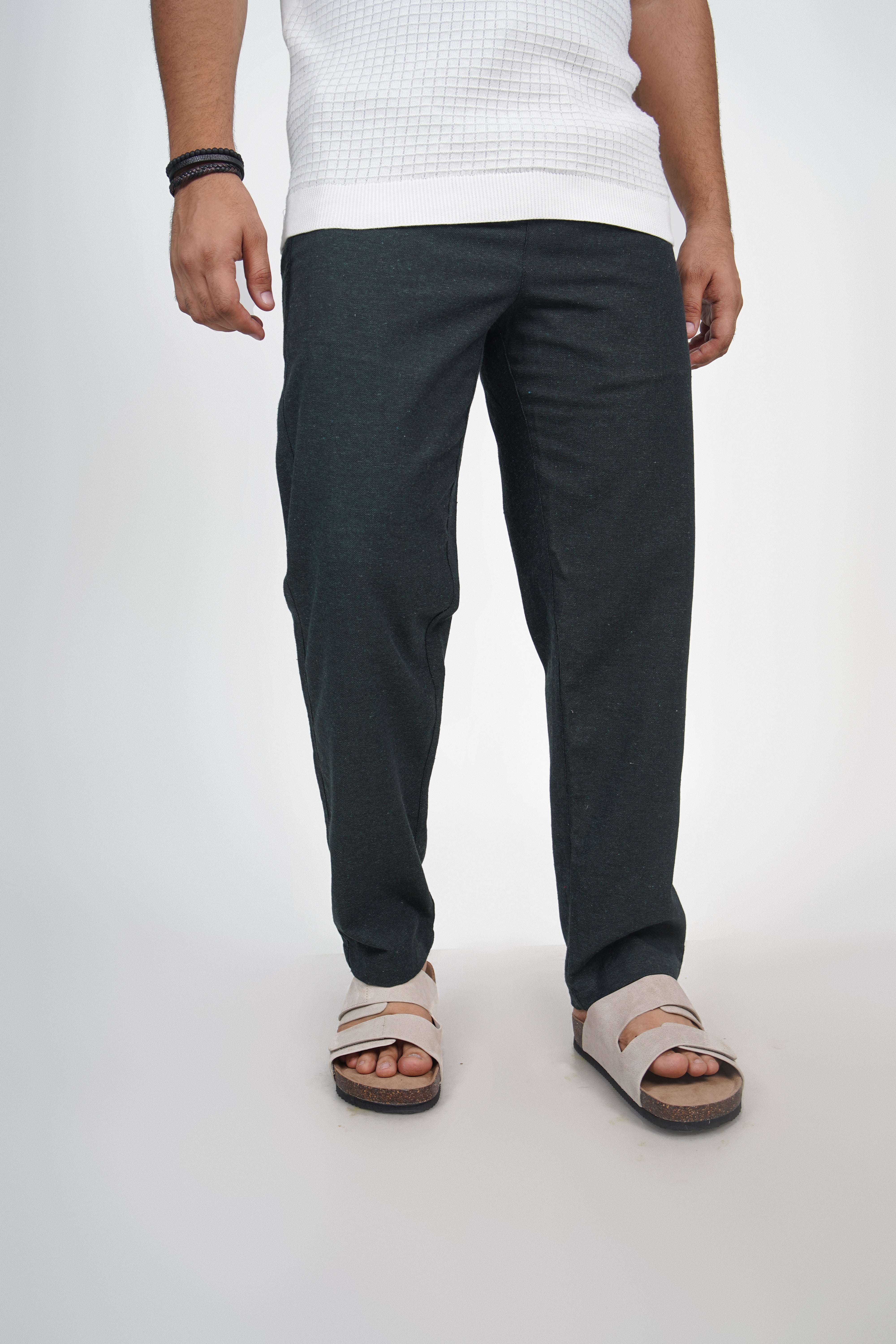 Navy Straight Fit Cotton Pants