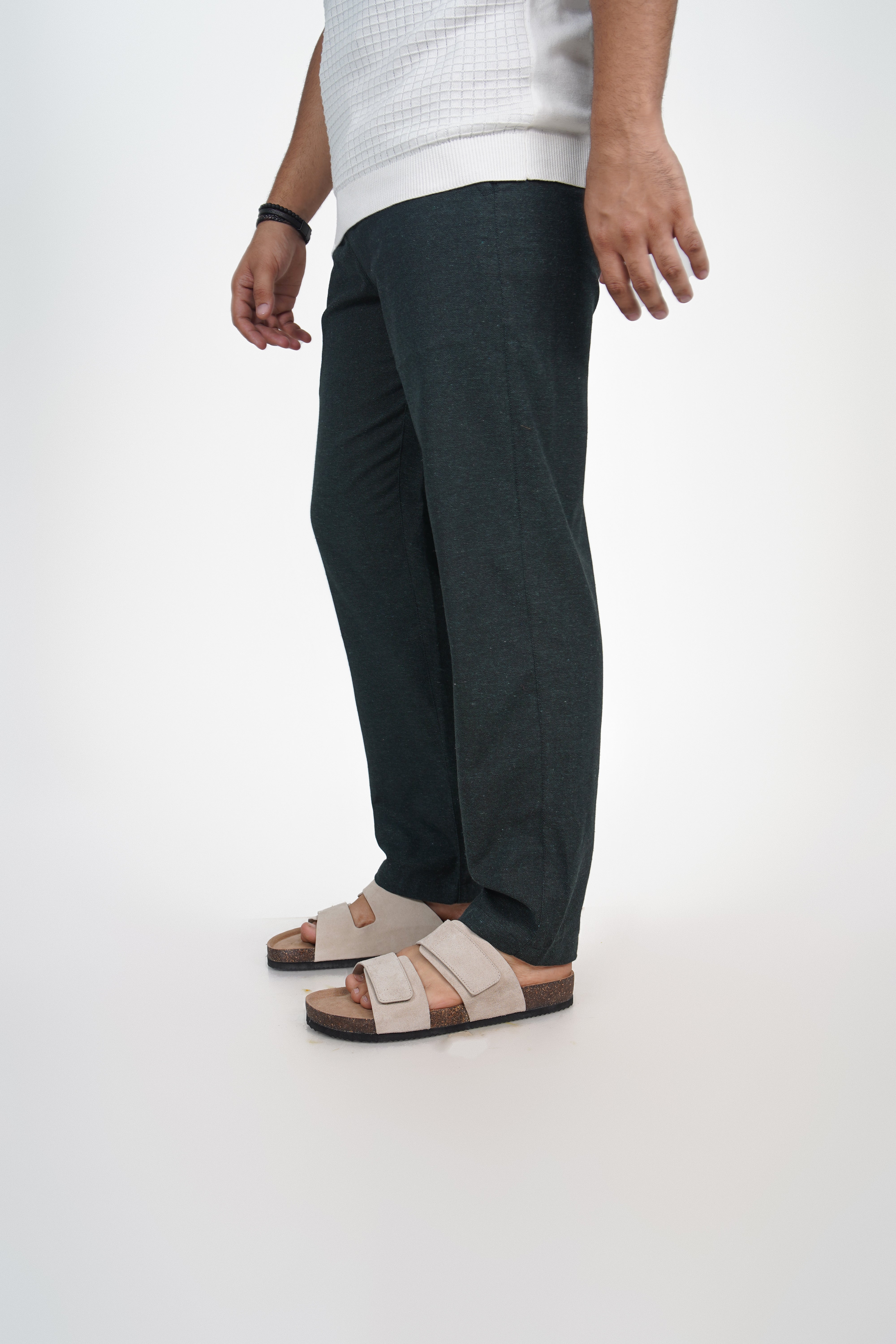 Navy Straight Fit Cotton Pants