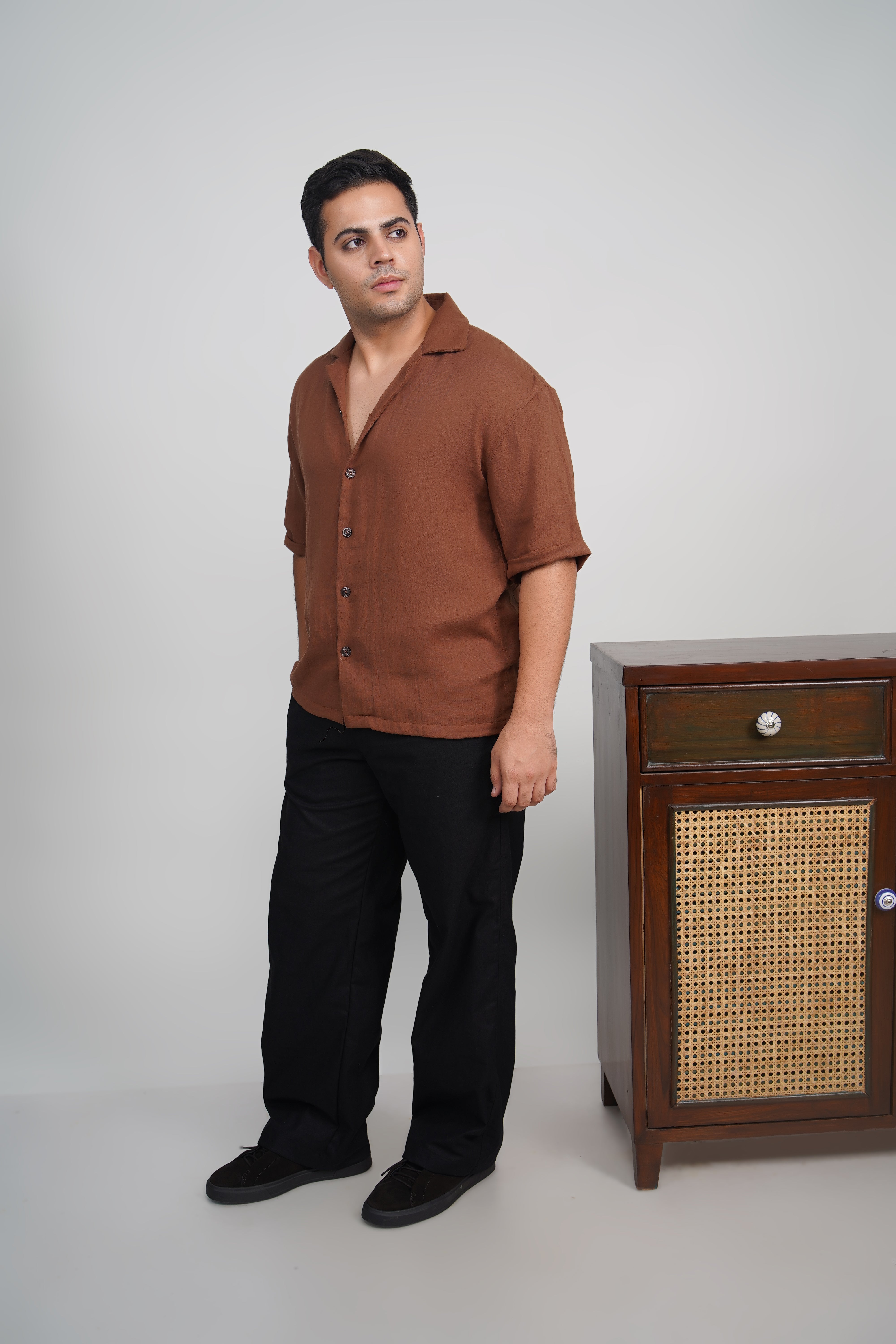 Olive Green Relaxed Fit Linen Blend Pants