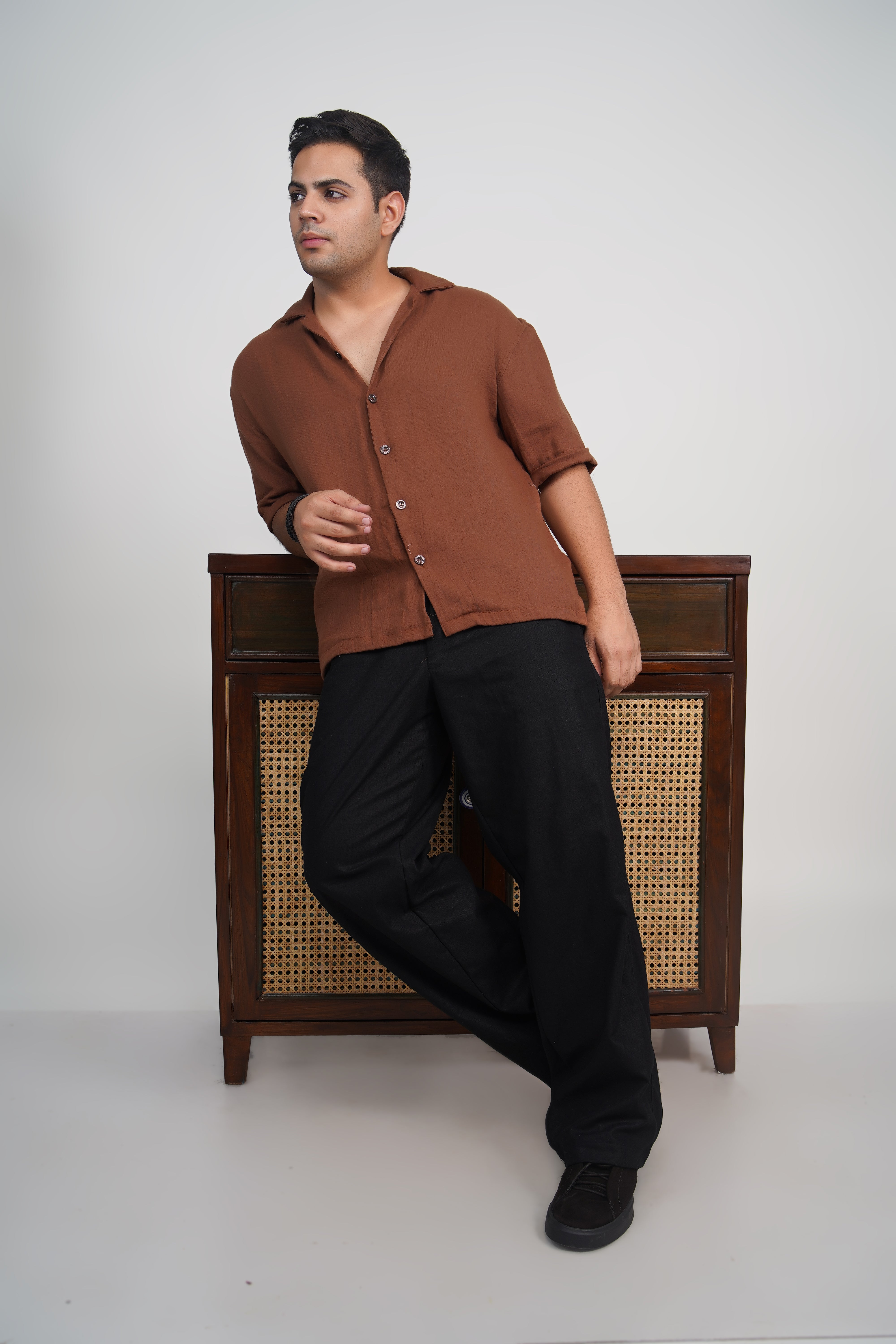Olive Green Relaxed Fit Linen Blend Pants