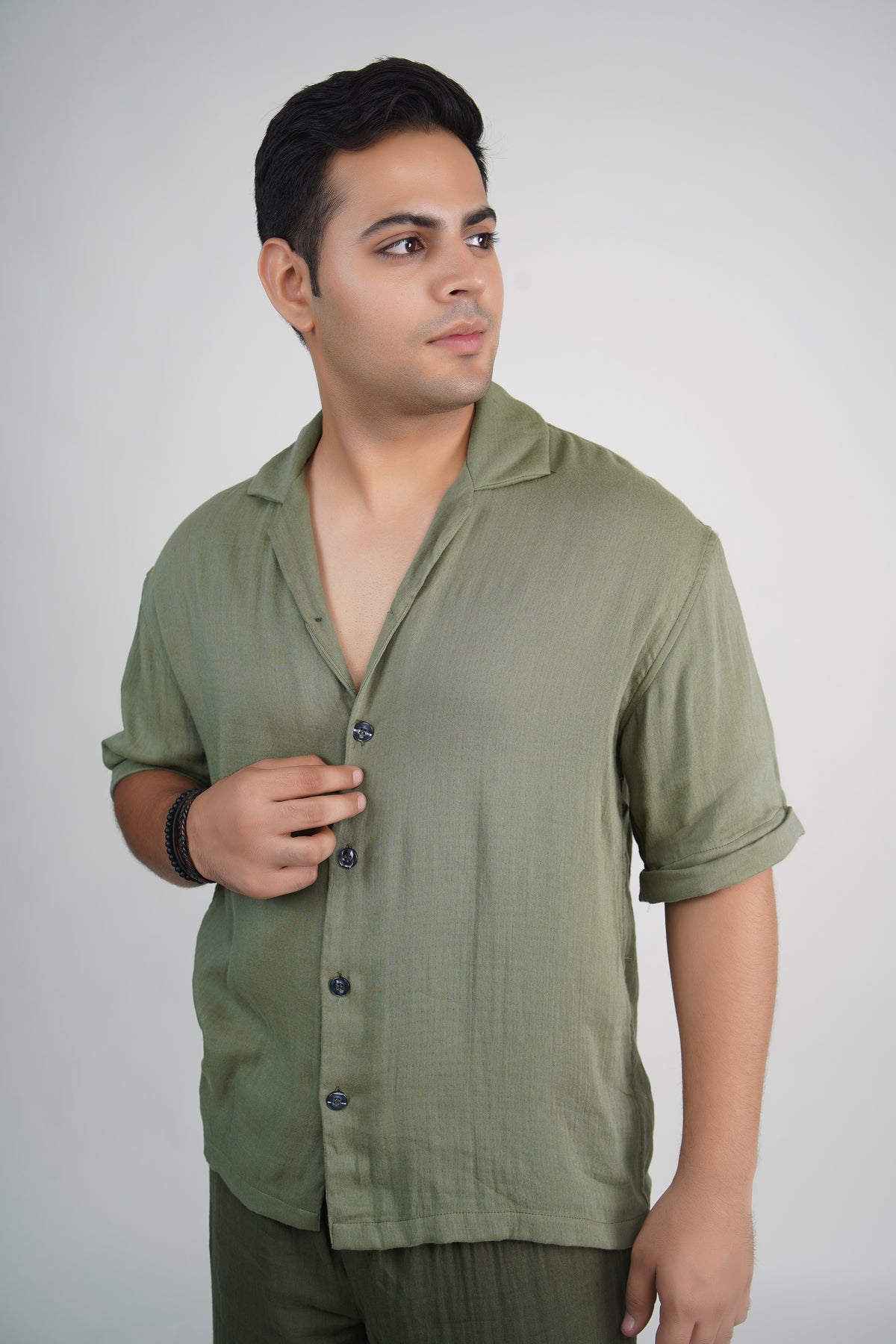 Sage Green Relaxed Fit Muslin Shirt