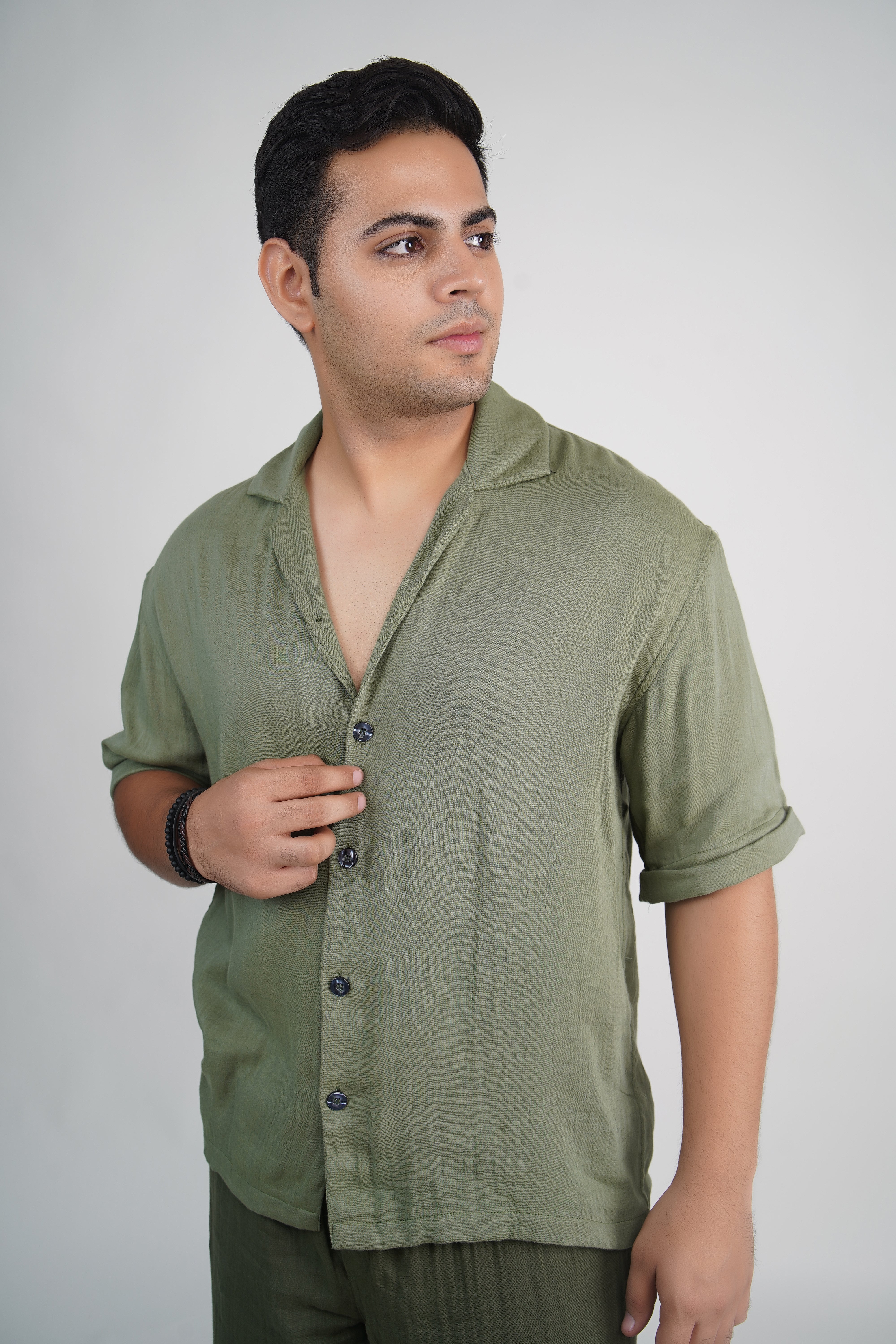 Sage Green Relaxed Fit Muslin Shirt