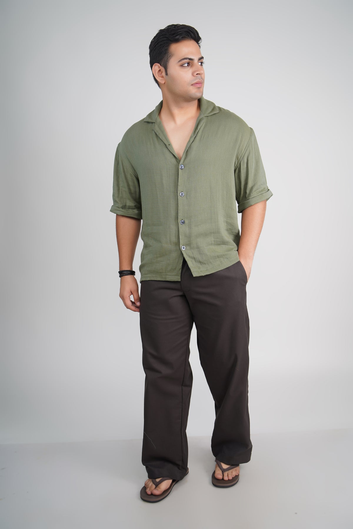 Deep Blue Relaxed Fit Linen Blend Pants