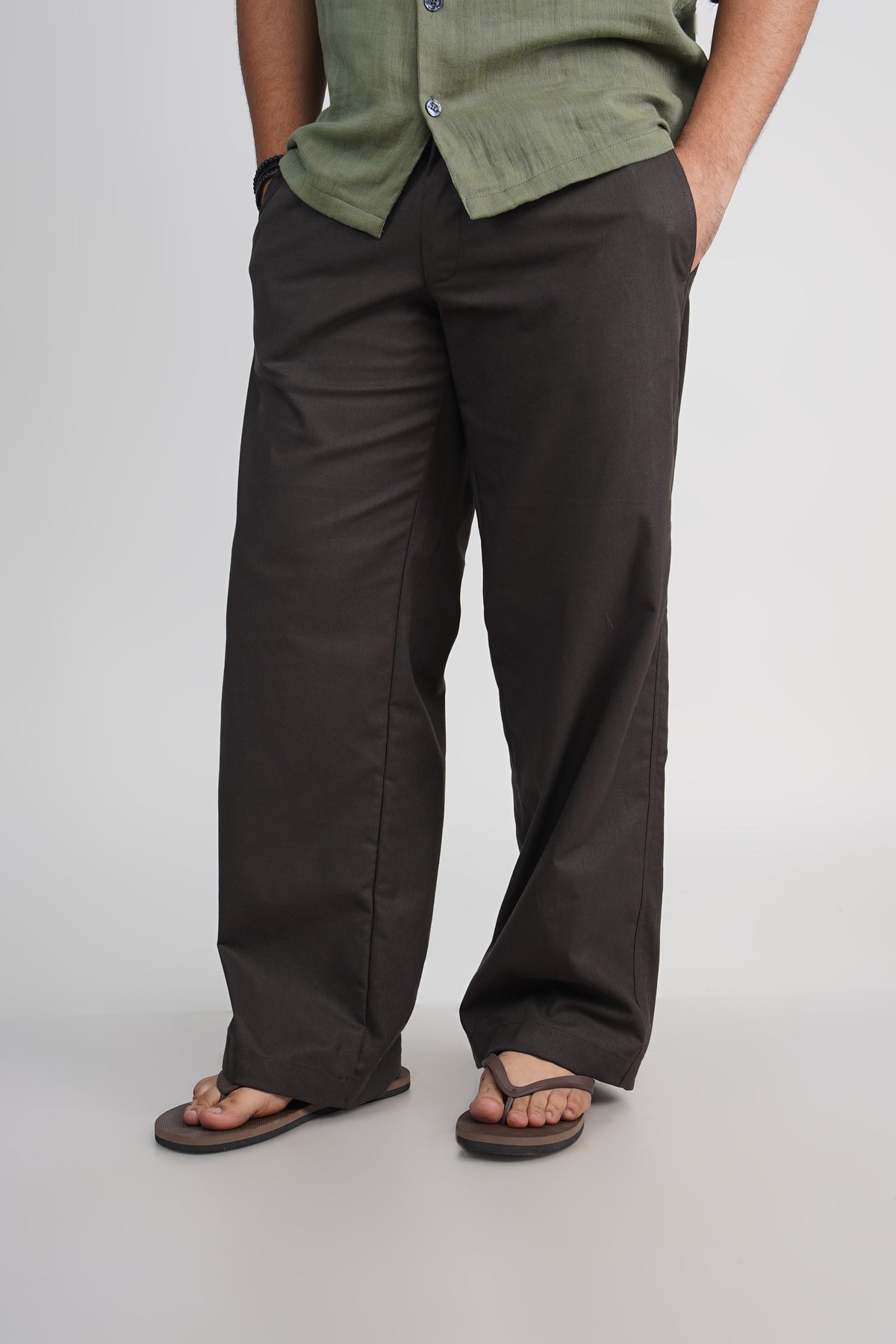 Deep Blue Relaxed Fit Linen Blend Pants