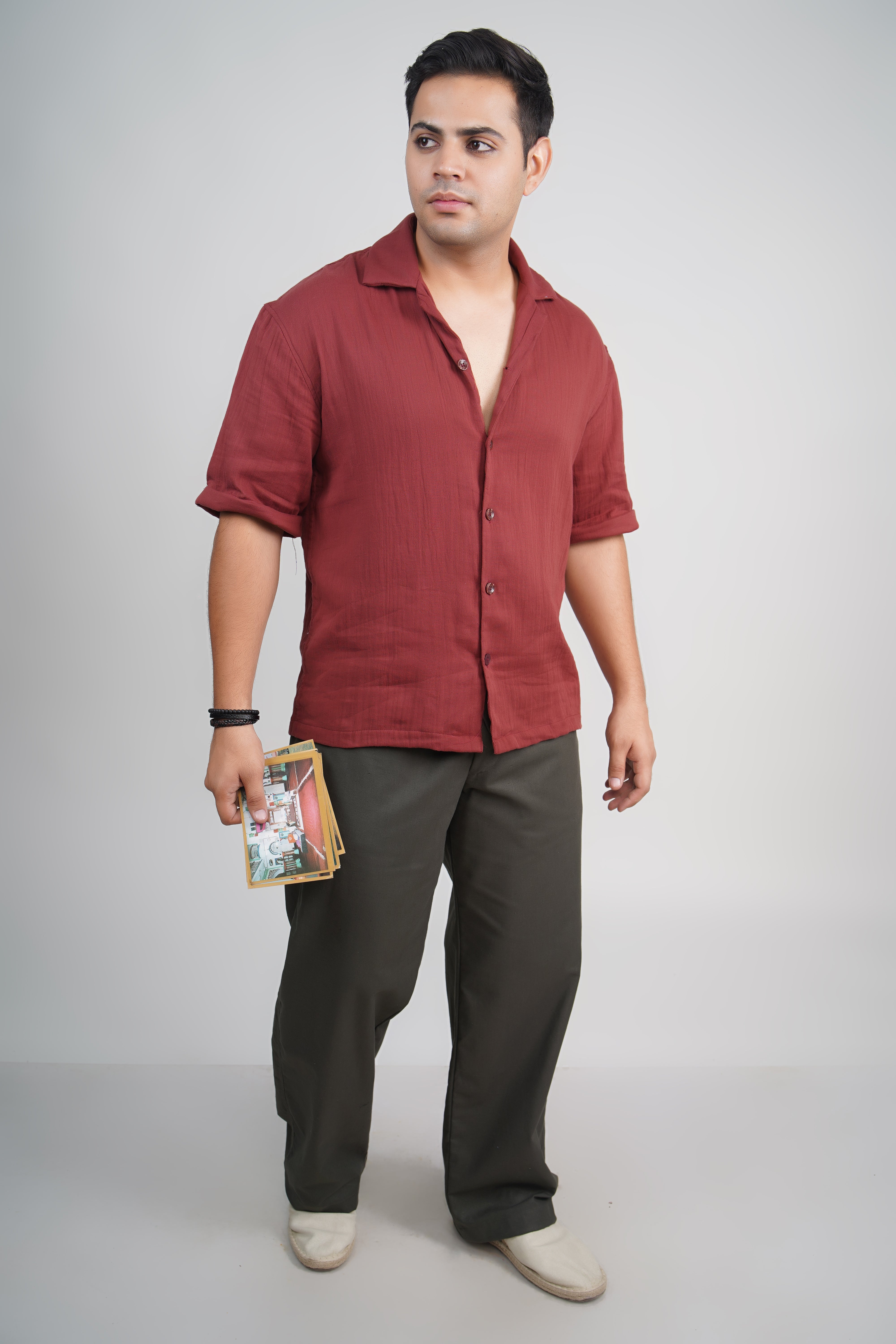 Olive Green Relaxed Fit Linen Blend Pants