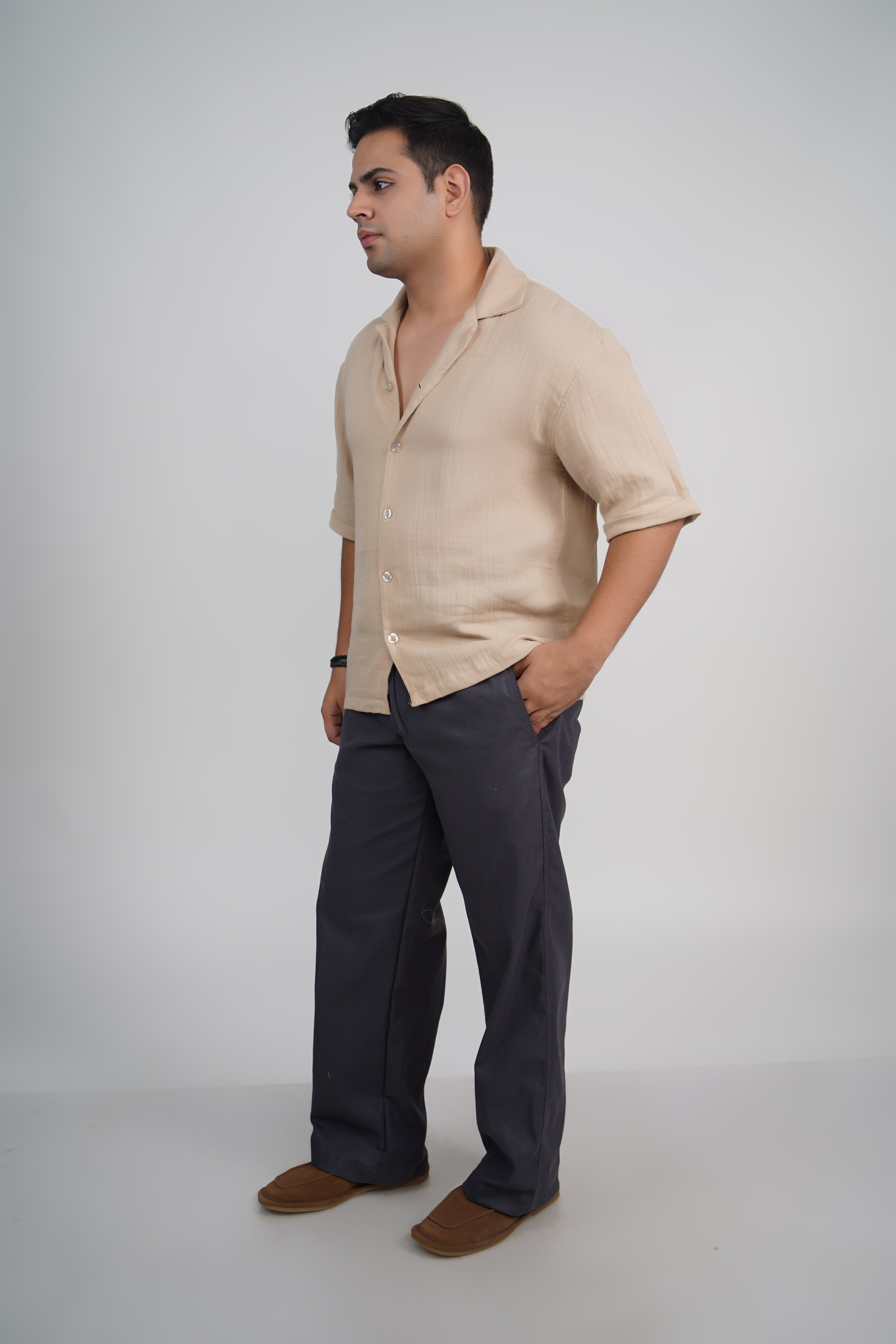 Olive Green Relaxed Fit Linen Blend Pants