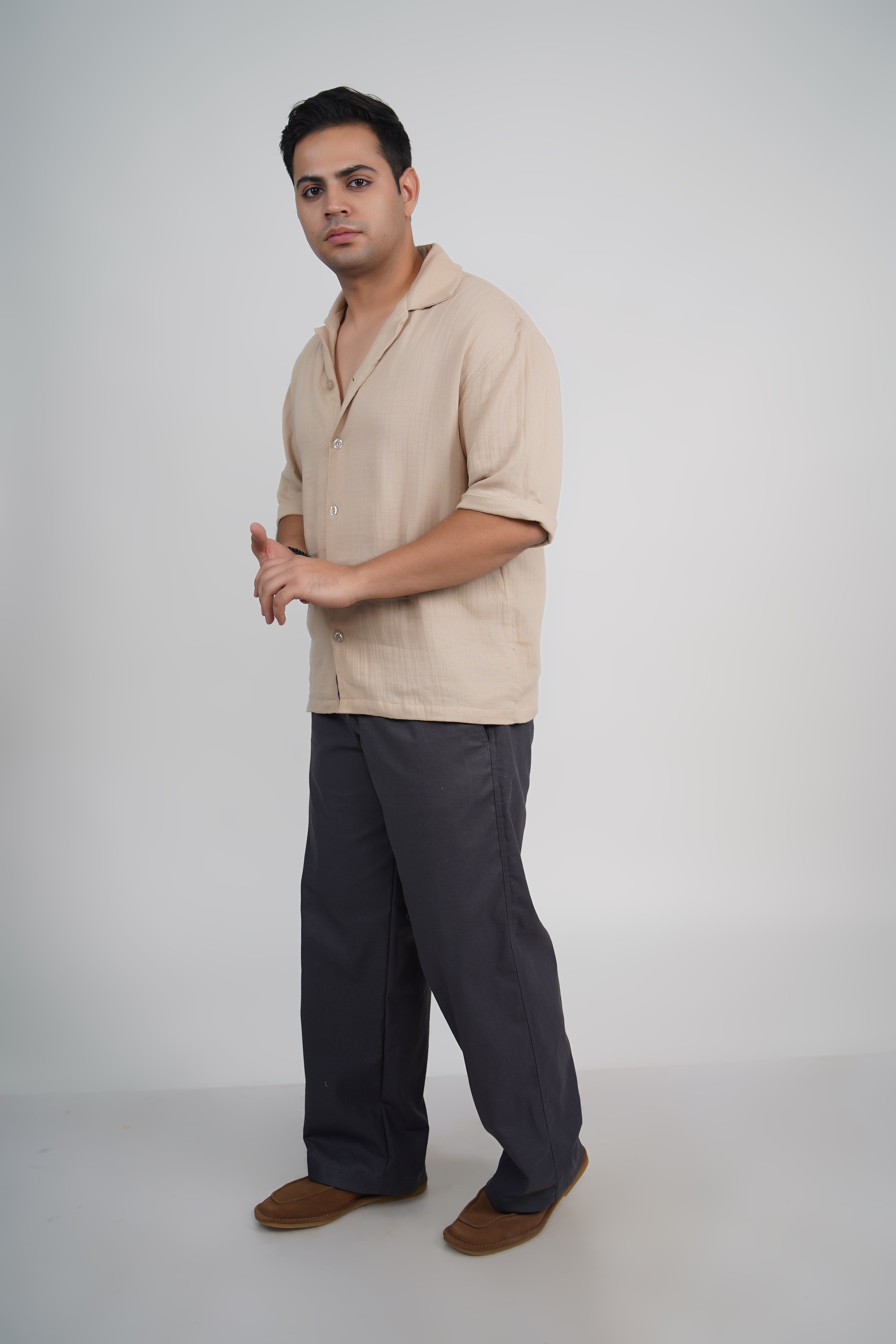 Olive Green Relaxed Fit Linen Blend Pants