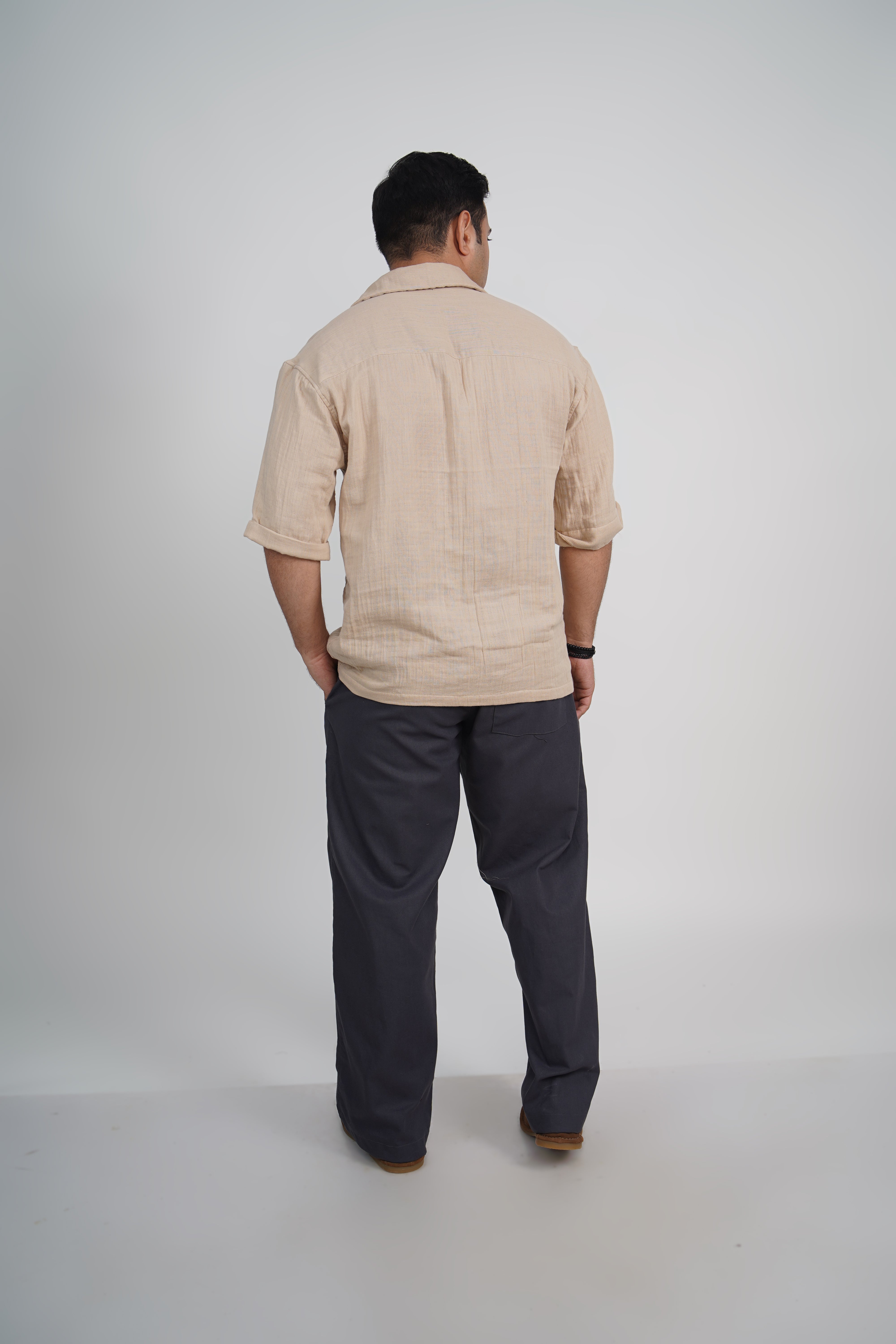 Olive Green Relaxed Fit Linen Blend Pants