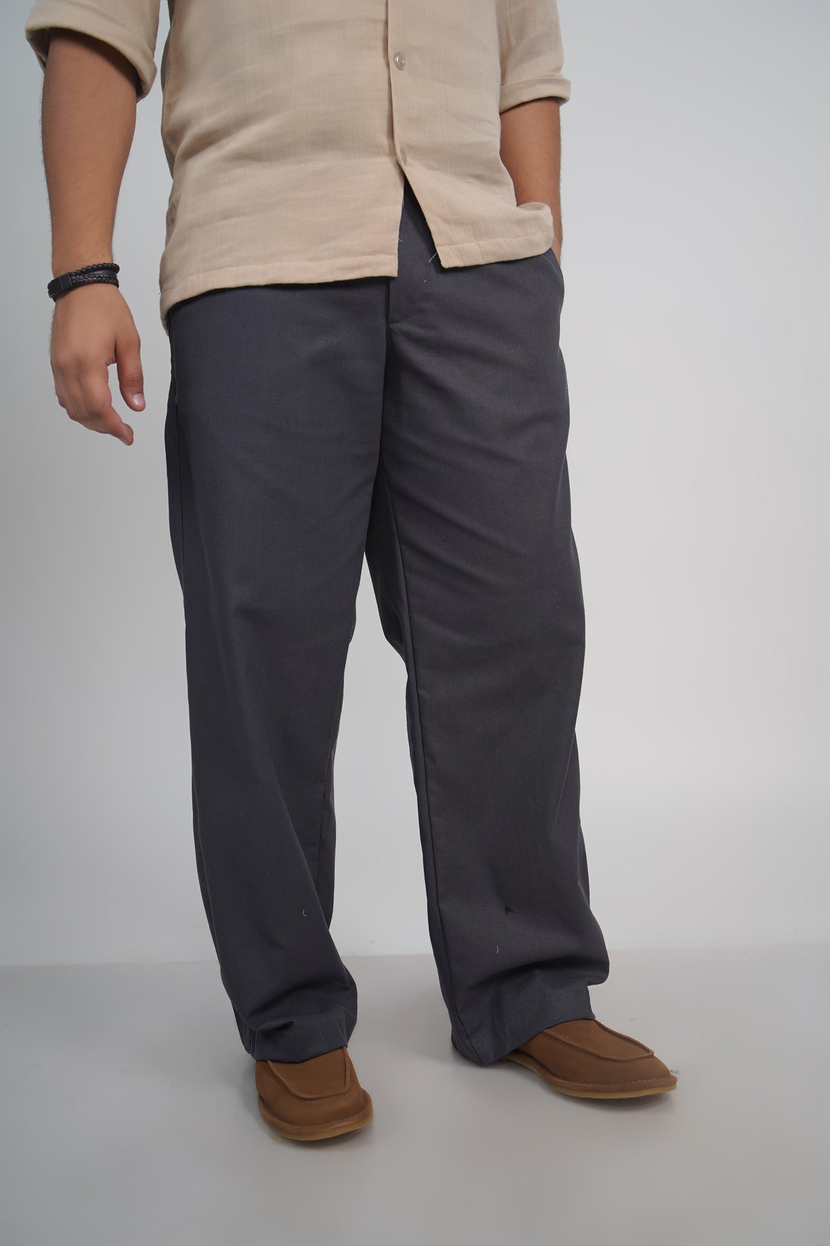 Deep Blue Relaxed Fit Linen Blend Pants
