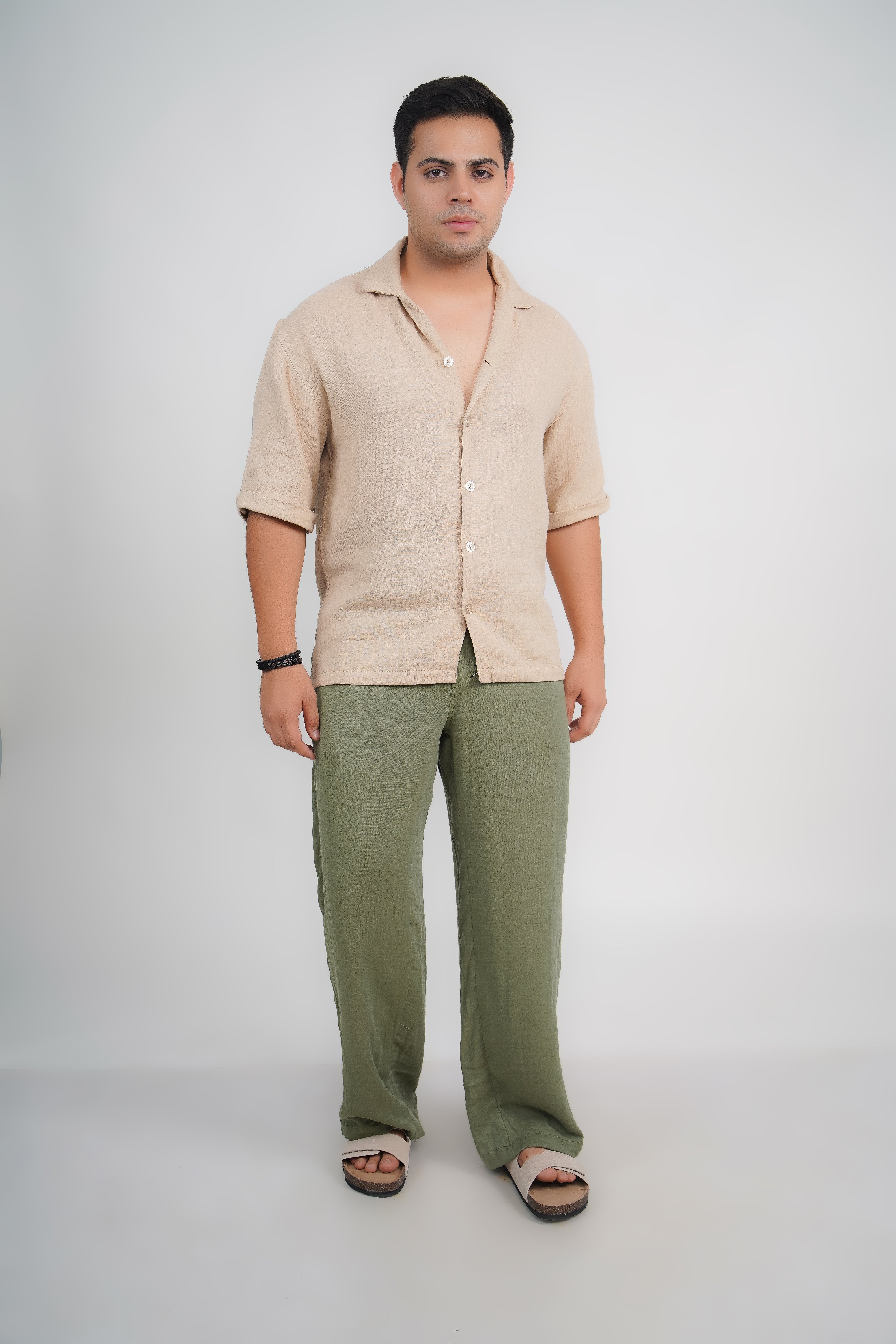Beige Relaxed Fit Muslin Shirt