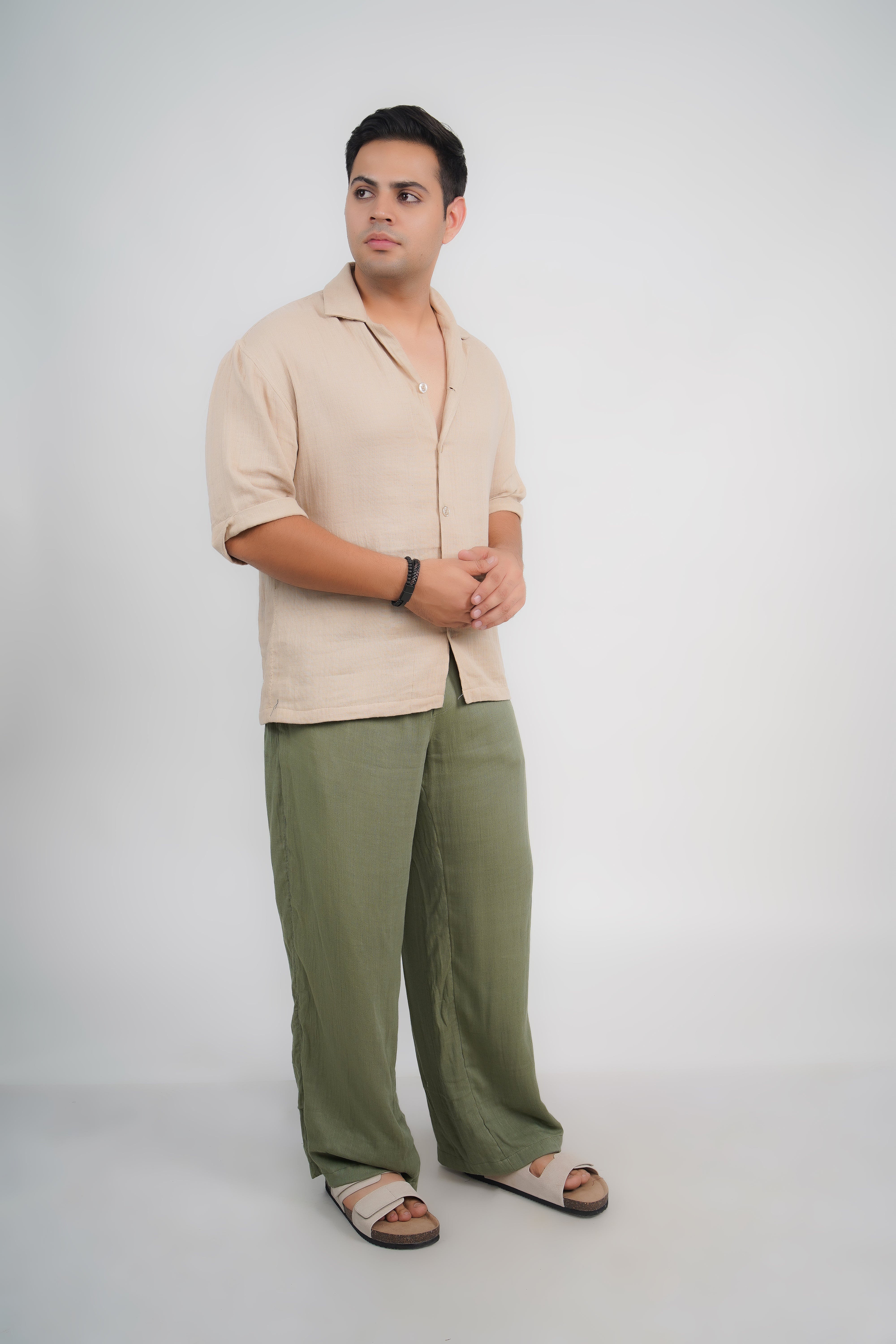 Beige Relaxed Fit Muslin Shirt