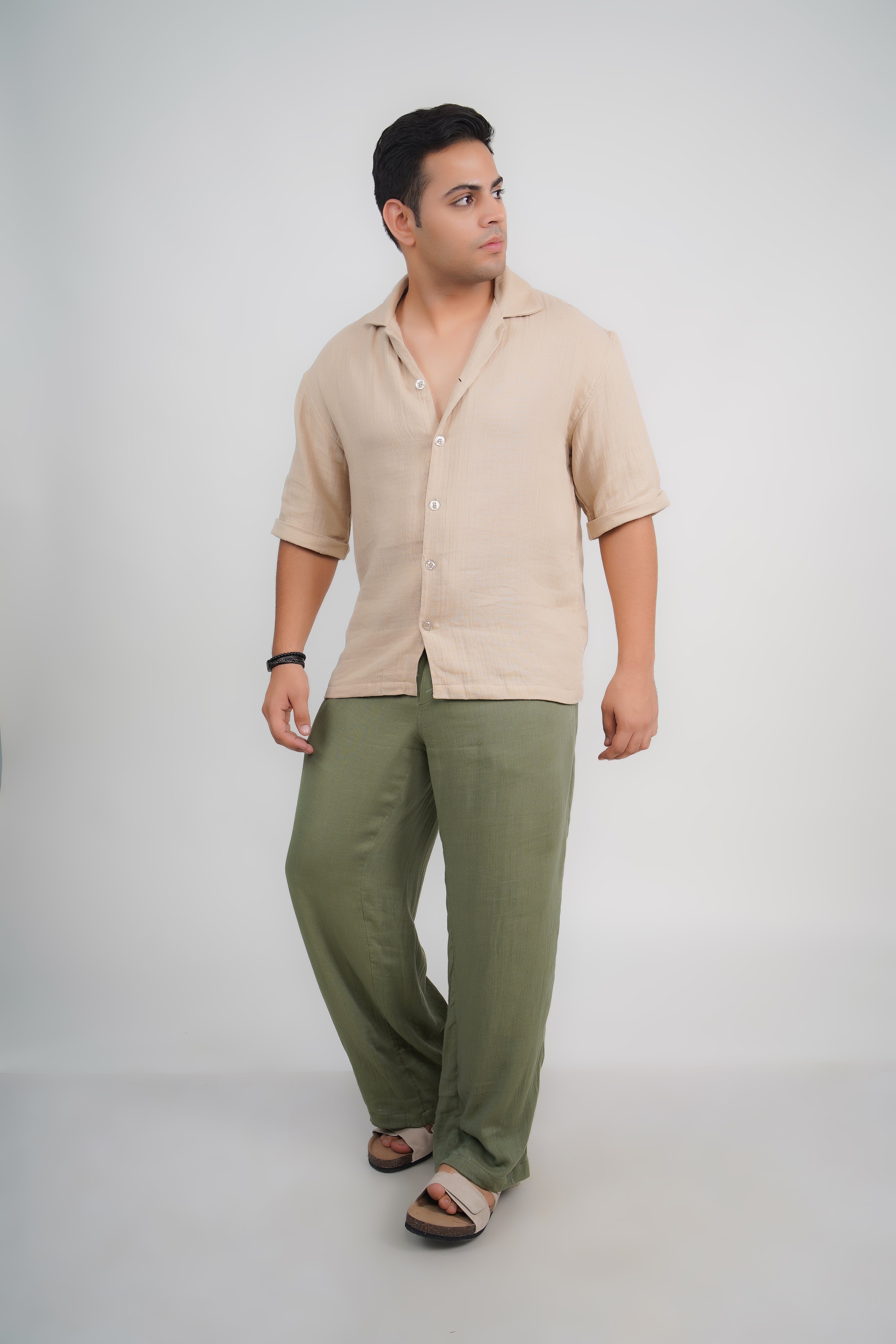Beige Relaxed Fit Muslin Shirt