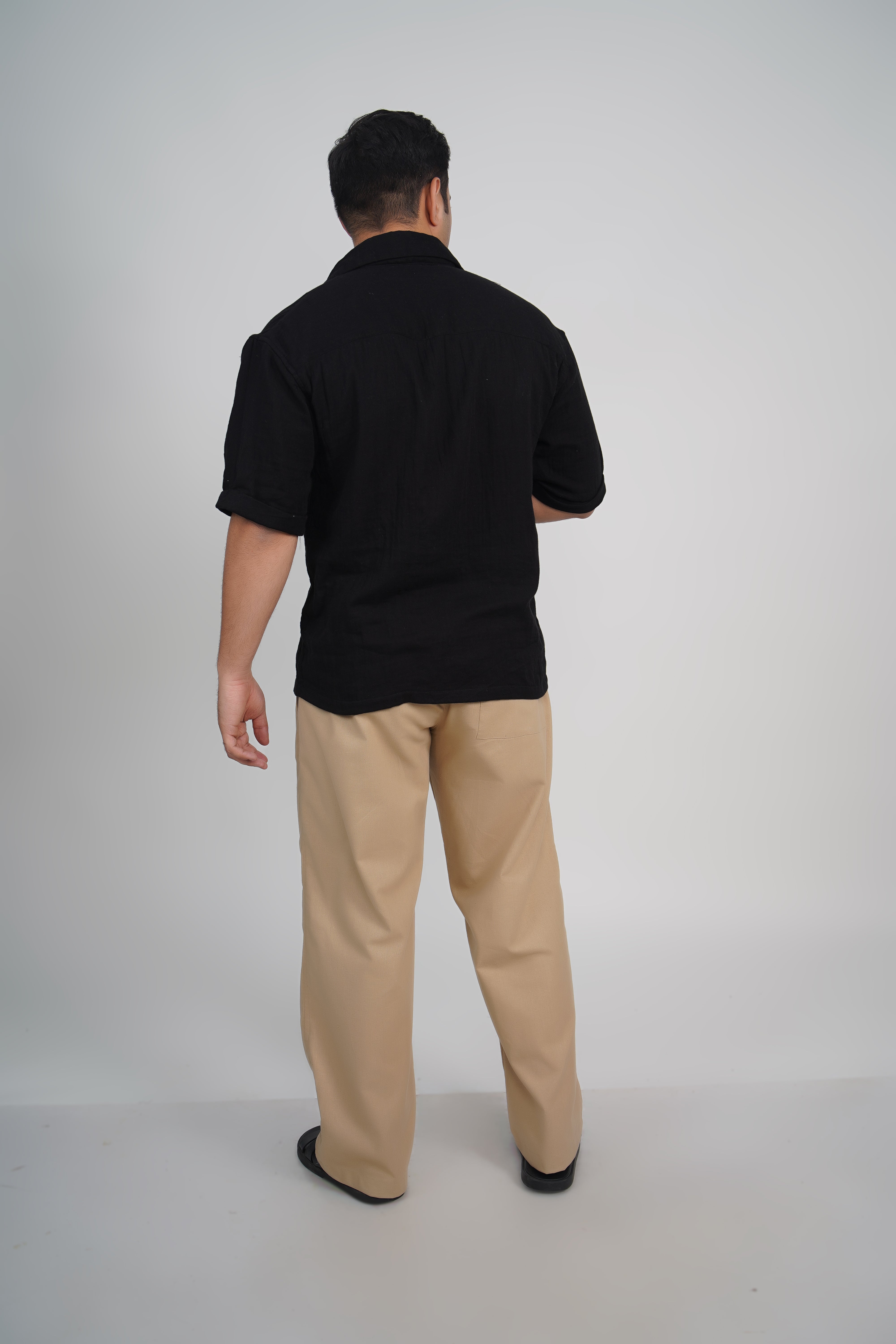 Olive Green Relaxed Fit Linen Blend Pants